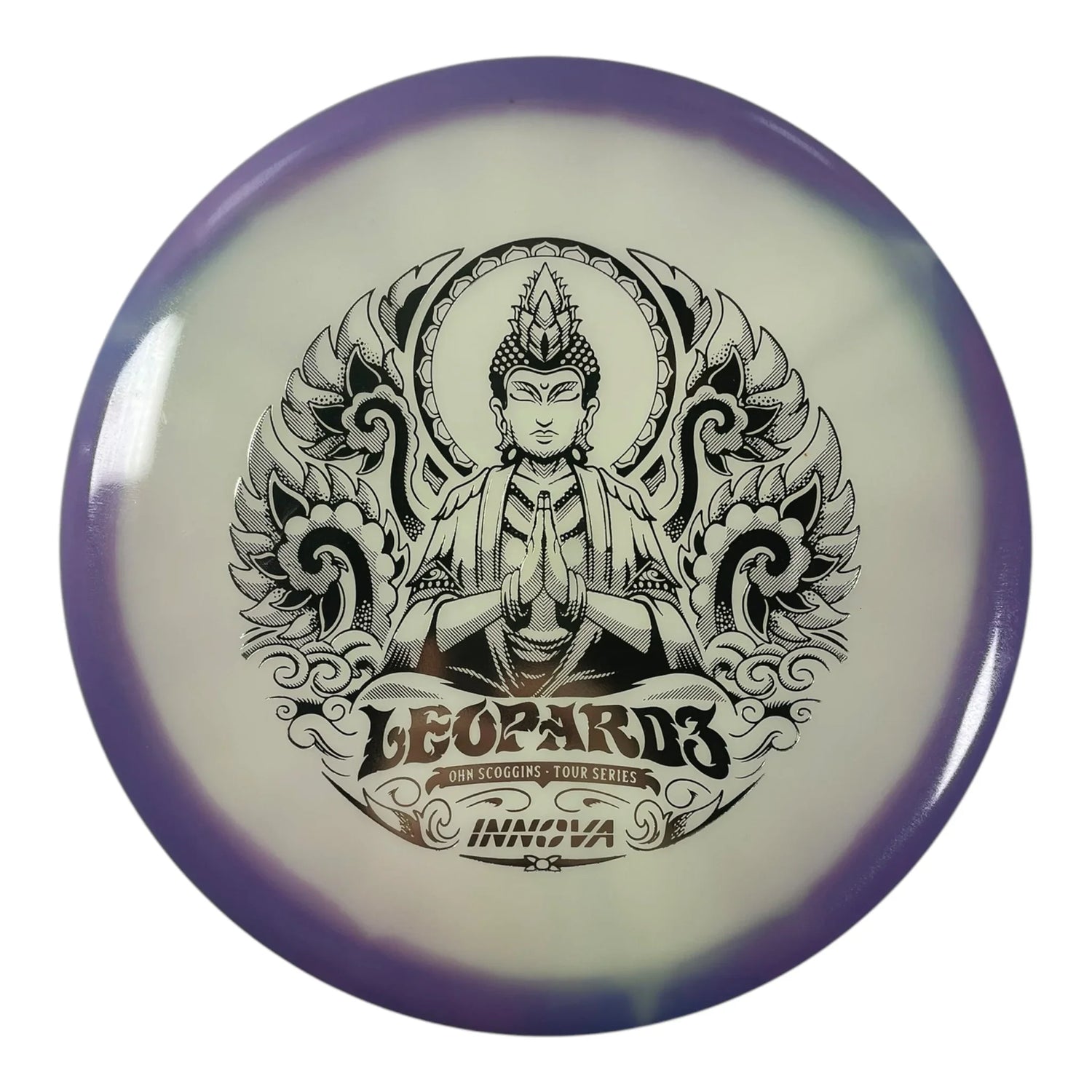Innova Champion Discs Leopard3 | Proto Glow Halo Star | Purple/Gold 175g (Ohn Scoggins) Disc Golf