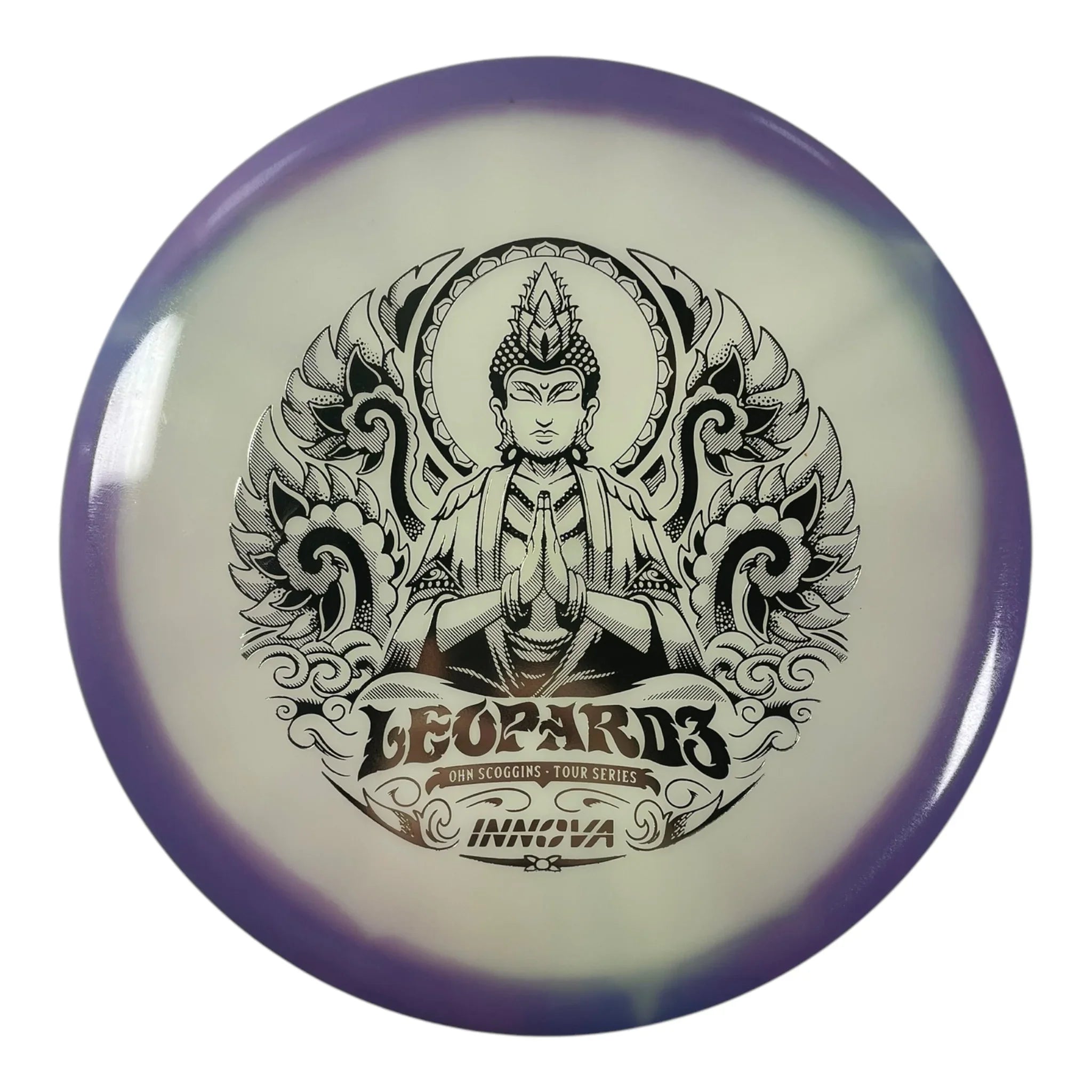 Innova Champion Discs Leopard3 | Proto Glow Halo Star | Purple/Gold 175g (Ohn Scoggins) Disc Golf