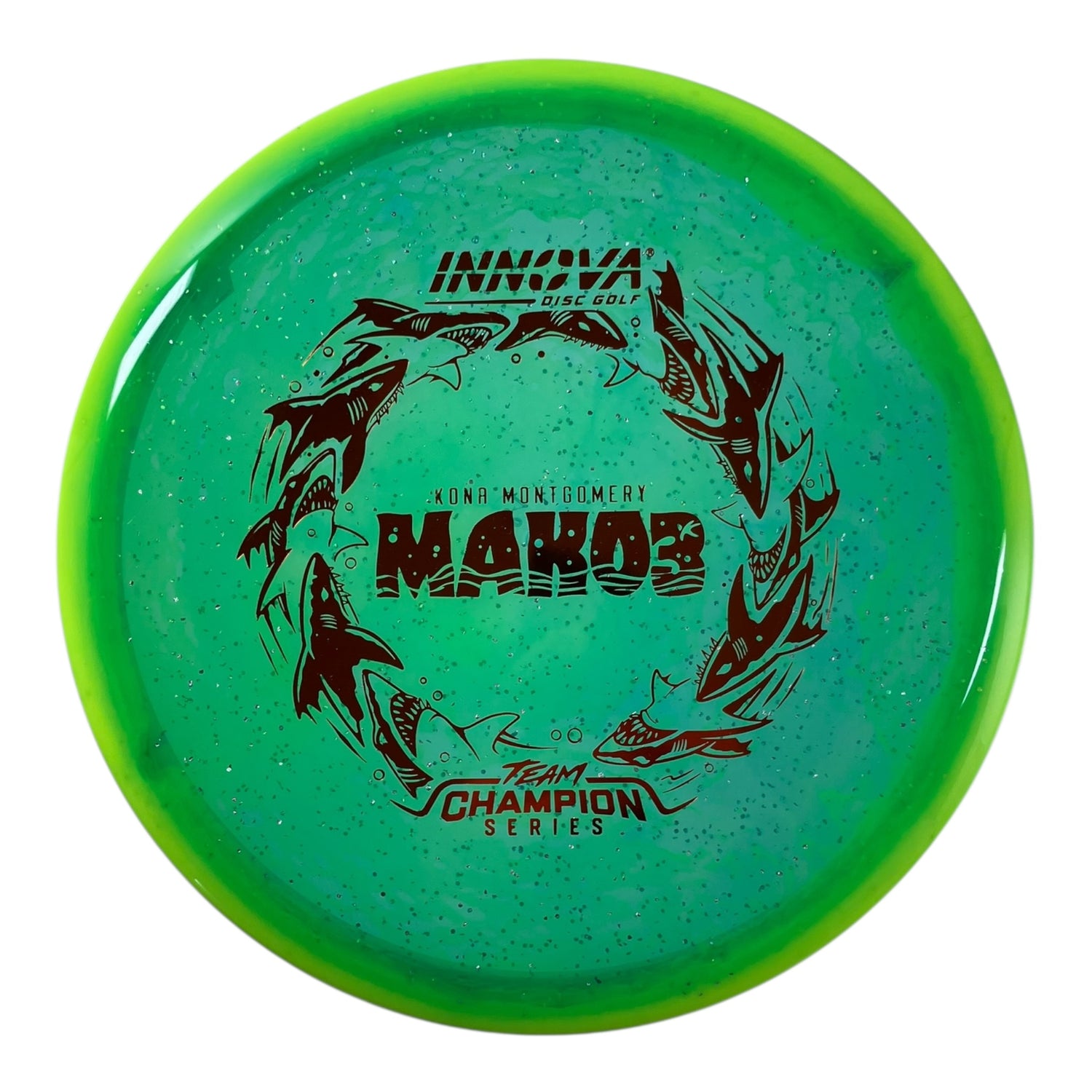 Innova Champion Discs Mako3 | Metalflake Halo Champion | Green/Bronze 180g (Kona Montgomery) Disc Golf