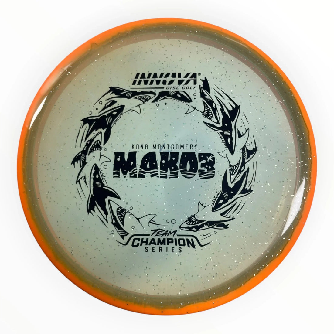 Innova Champion Discs Mako3 | Metalflake Halo Champion | Orange/Black 180g (Kona Montgomery) Disc Golf