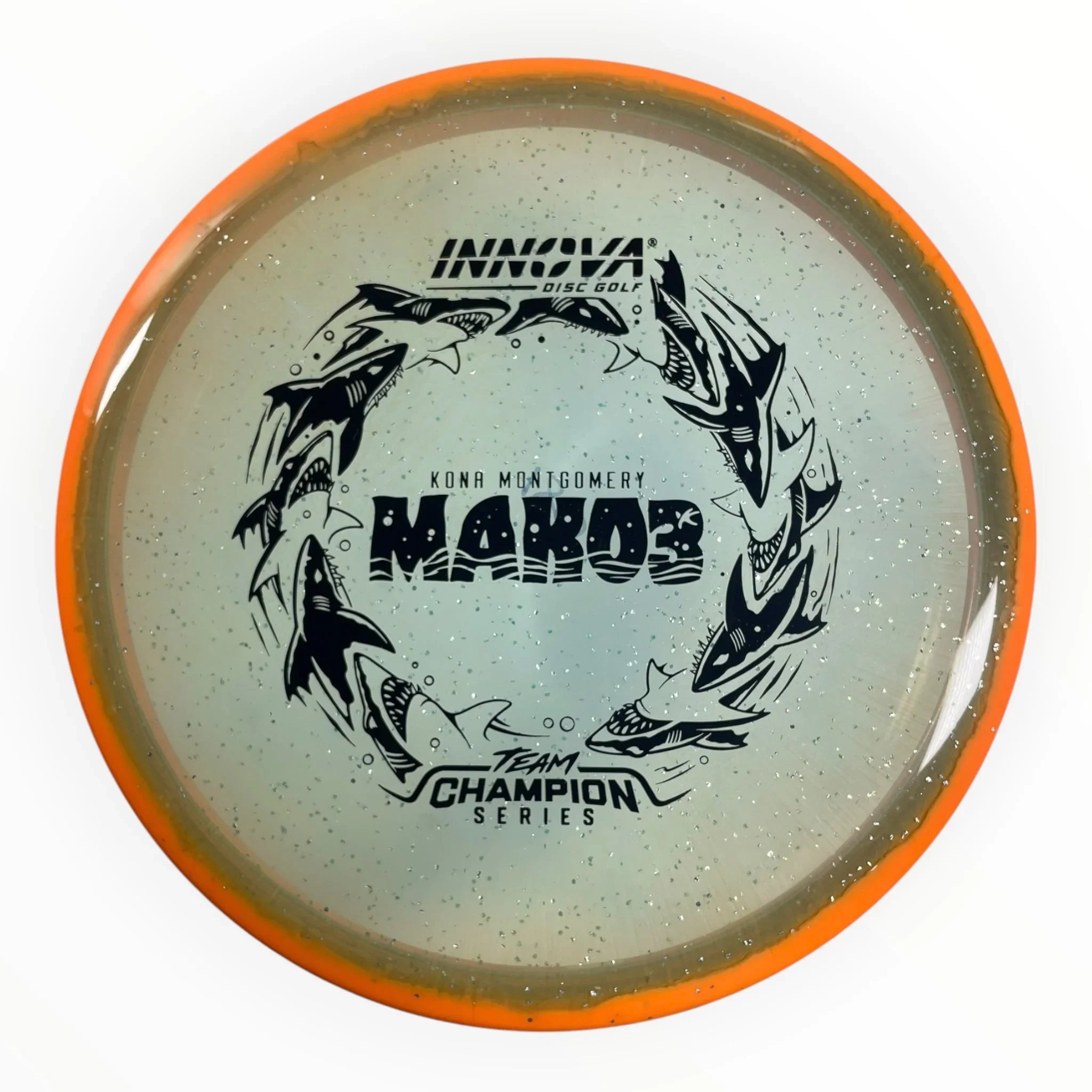 Innova Champion Discs Mako3 | Metalflake Halo Champion | Orange/Black 180g (Kona Montgomery) Disc Golf