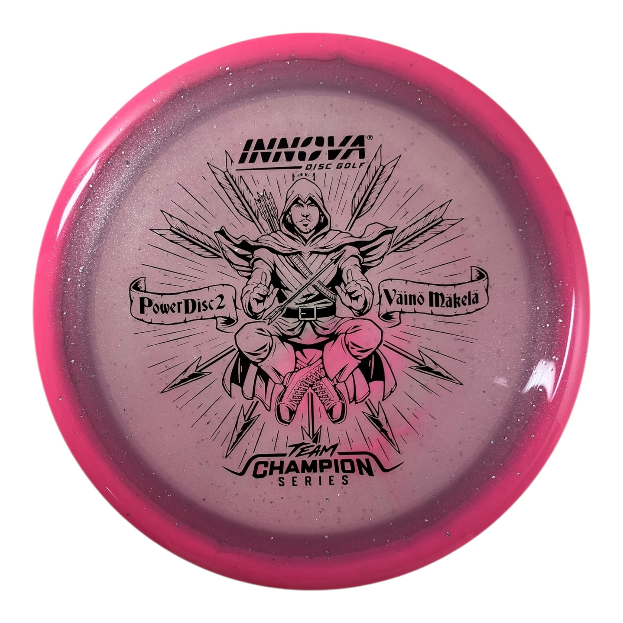 Innova Champion Discs Power Disc2 | Moondust Halo Champion | Pink/Black 175g (Vaino Makela) Disc Golf