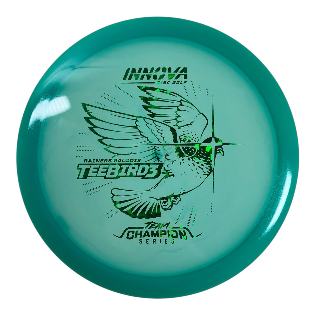 Innova Champion Discs Teebird3 | Proto Glow Champion | Blue/Green 174g (Rainers Balodis) Disc Golf