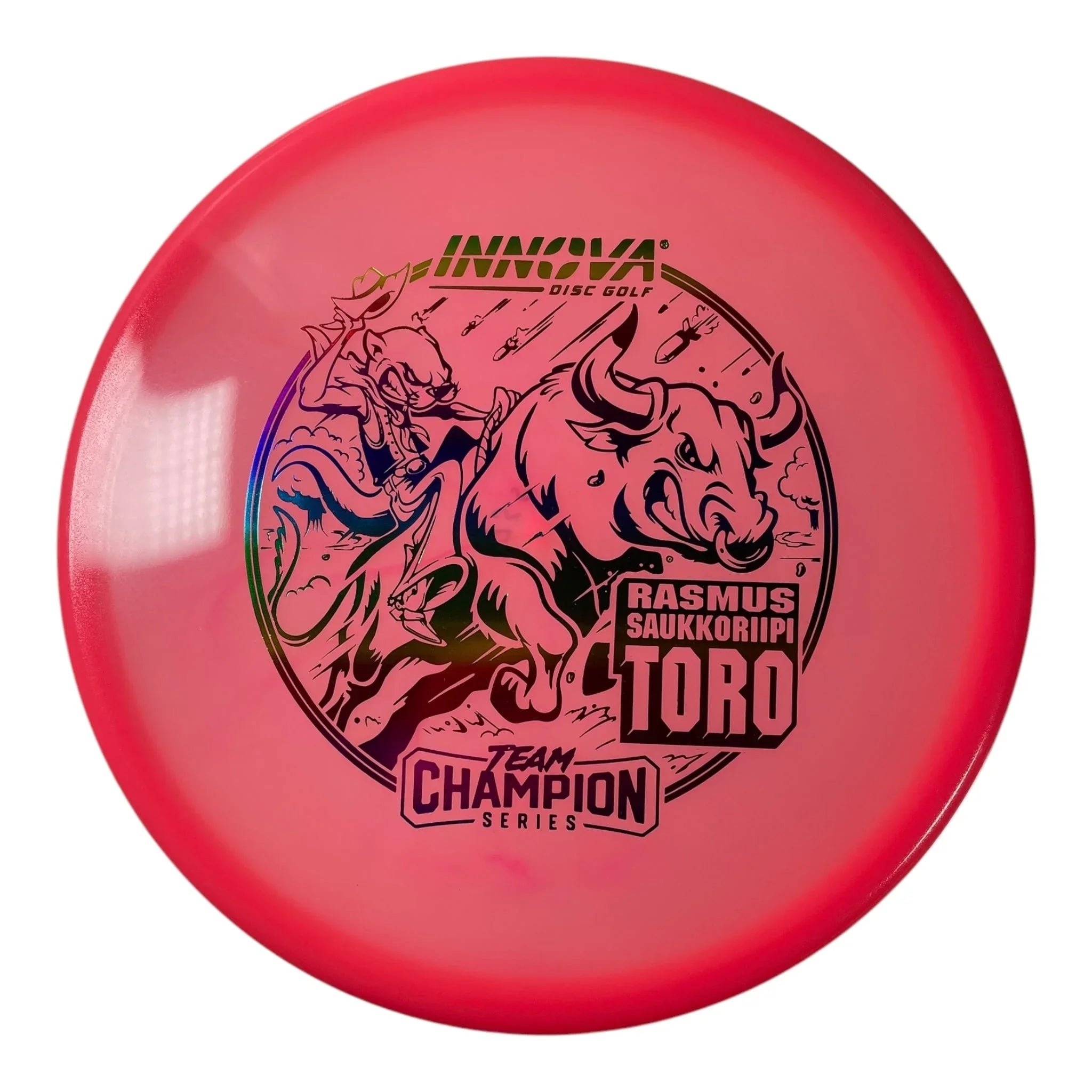 Innova Champion Discs Toro | Proto Glow Champion | Pink/Rainbow 175g (Rasmus Saukkoriipi) Disc Golf