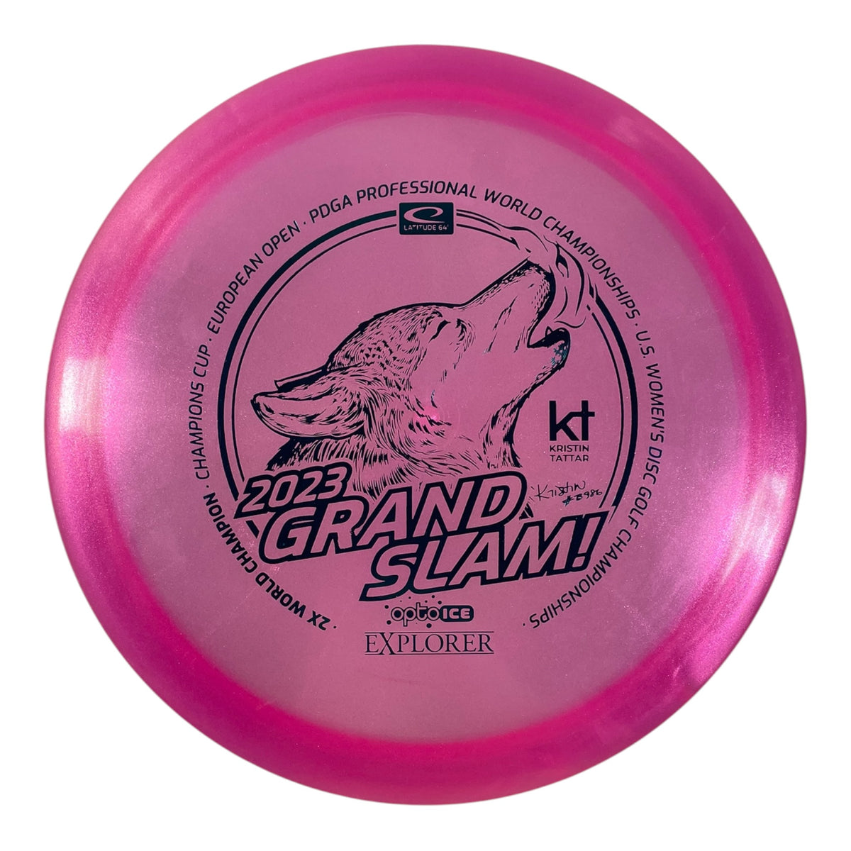 Latitude 64 Explorer | Opto-Ice Glimmer | Pink/Teal 176g (Kristin Tattar Grand Slam) Disc Golf