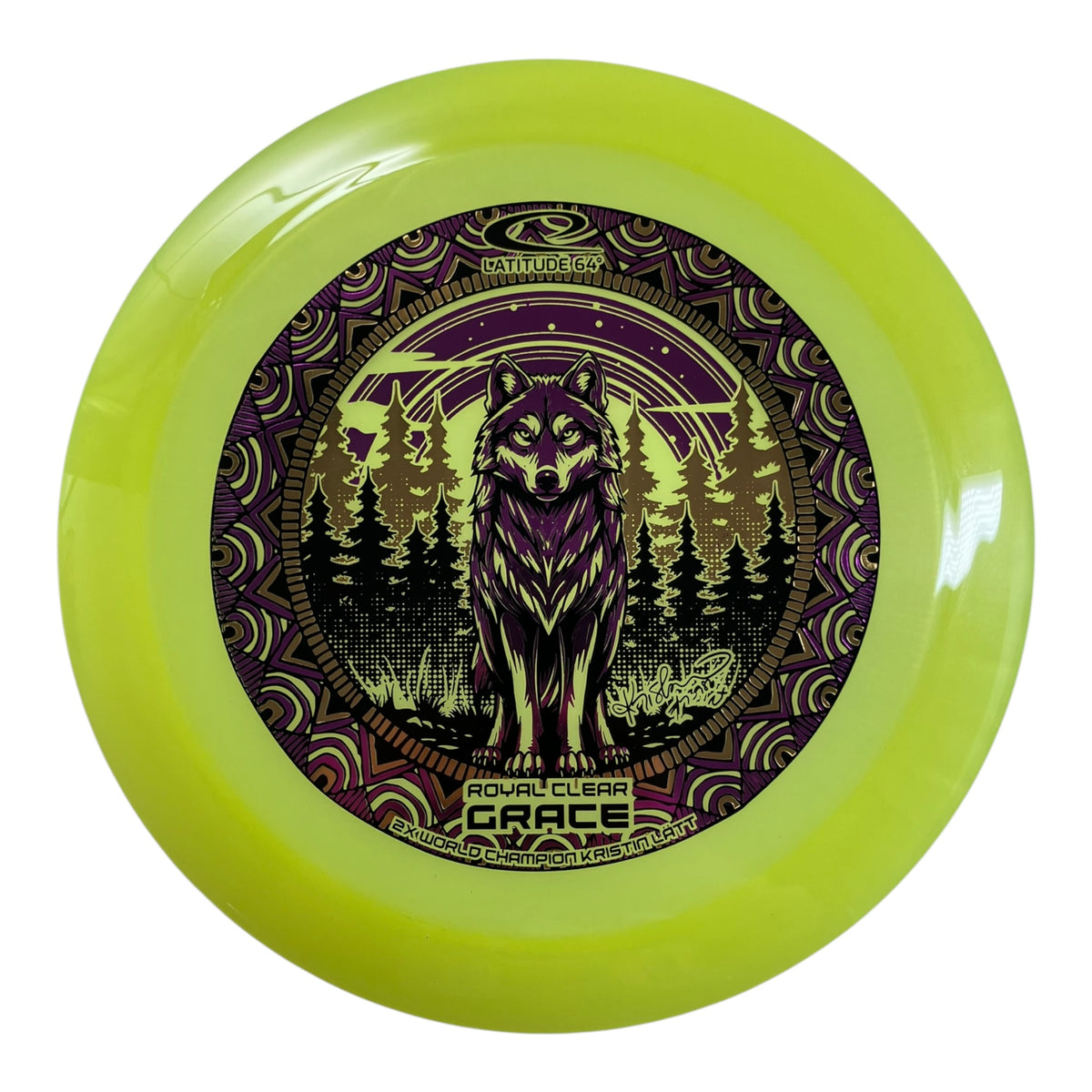 Latitude 64 Grace | Royal Clear | Yellow/Purple 175g (Kristin Latt) Disc Golf
