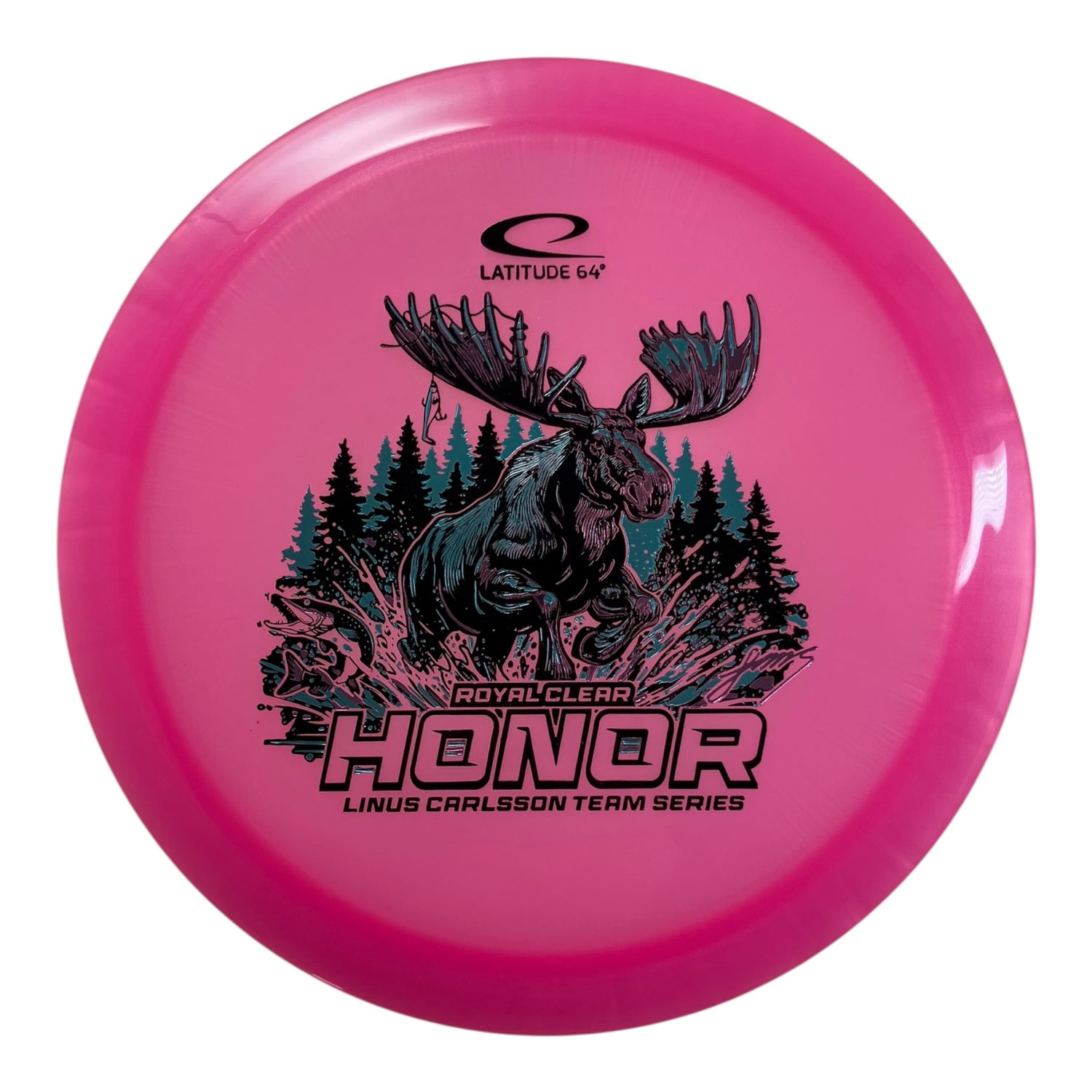 Latitude 64 Honor | Royal Clear | Pink/Black/Teal 175g (Linus Carlsson) Disc Golf