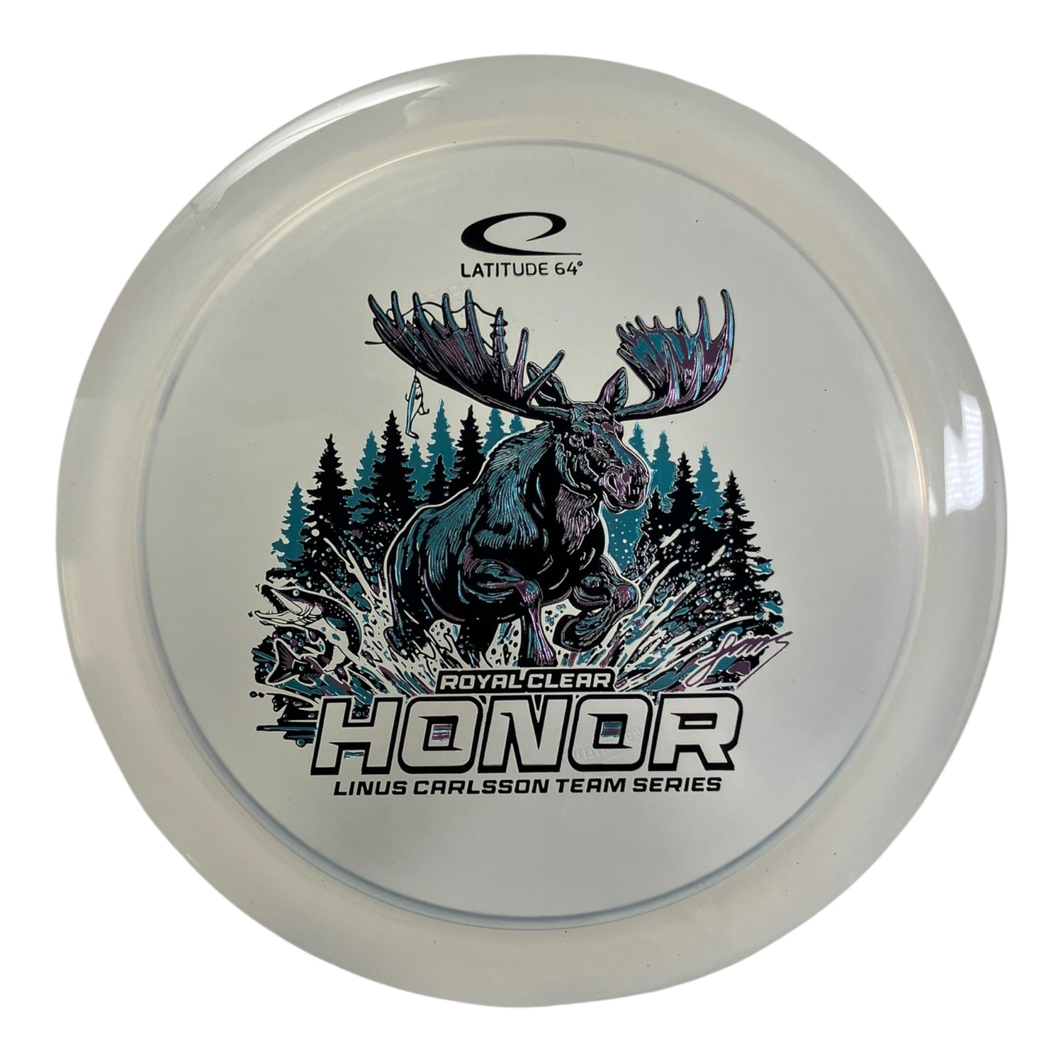 Latitude 64 Honor | Royal Clear | Clear/Pink/Teal 176g (Linus Carlsson) Disc Golf