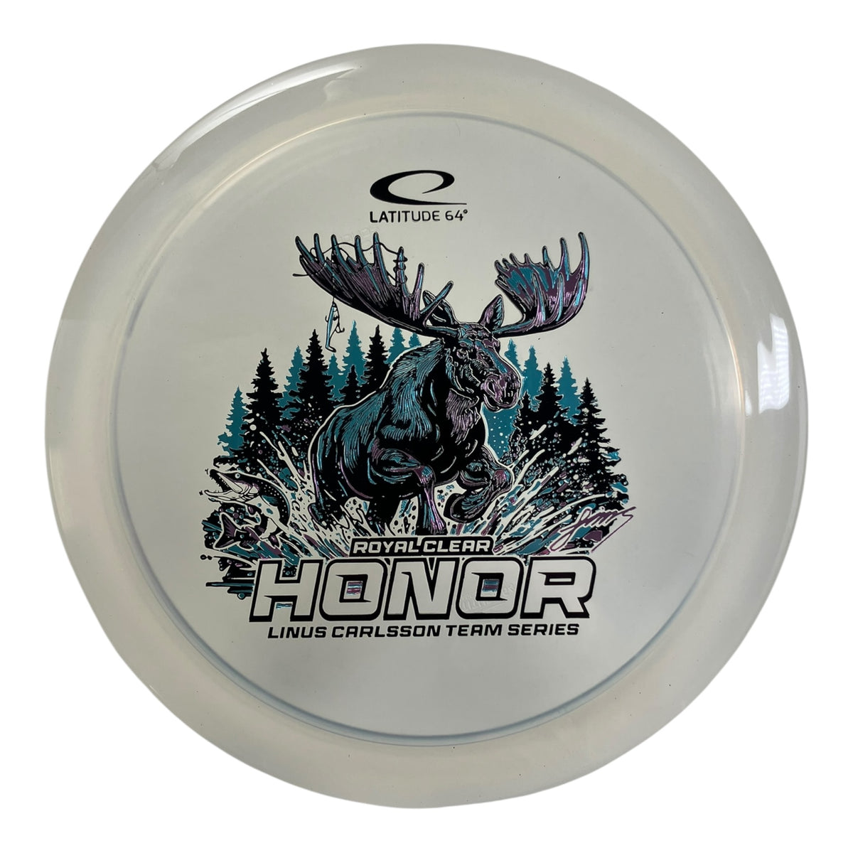 Latitude 64 Honor | Royal Clear | Clear/Pink/Teal 176g (Linus Carlsson) Disc Golf