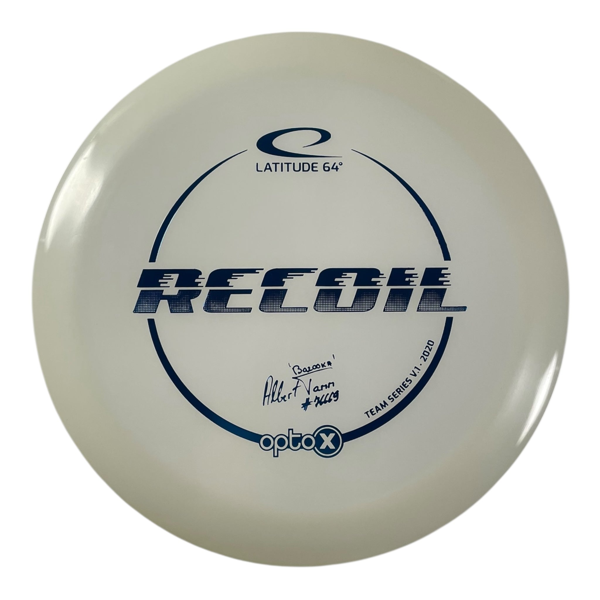 Latitude 64 Recoil | Opto-X | White/Blue 174g (2020 Albert Tamm) Disc Golf