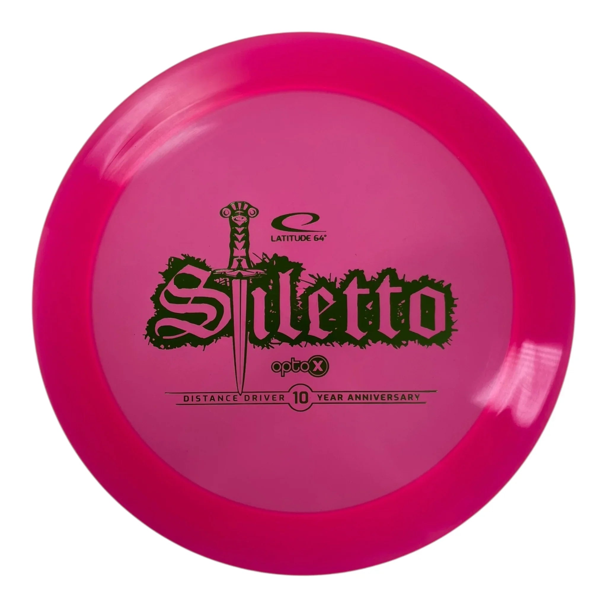 Latitude 64 Stiletto | Opto X | Pink/Green 174g (10 year anniversary) Disc Golf