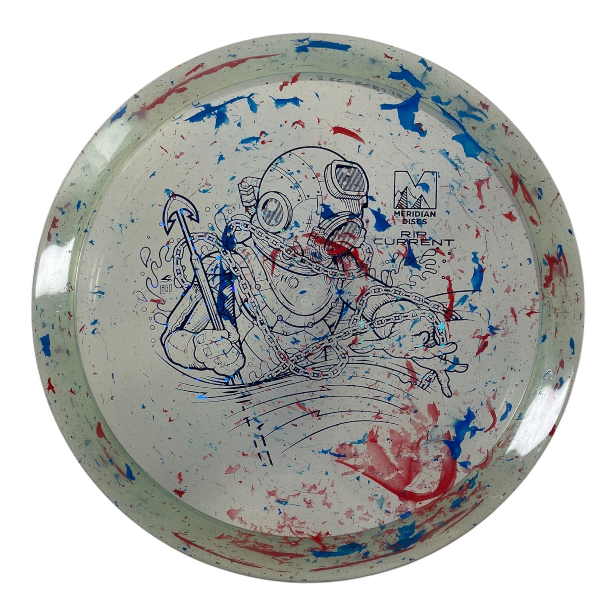 Meridian Discs Rip Current | Marbled Clarus | Clear/Blue Holo 175g Disc Golf