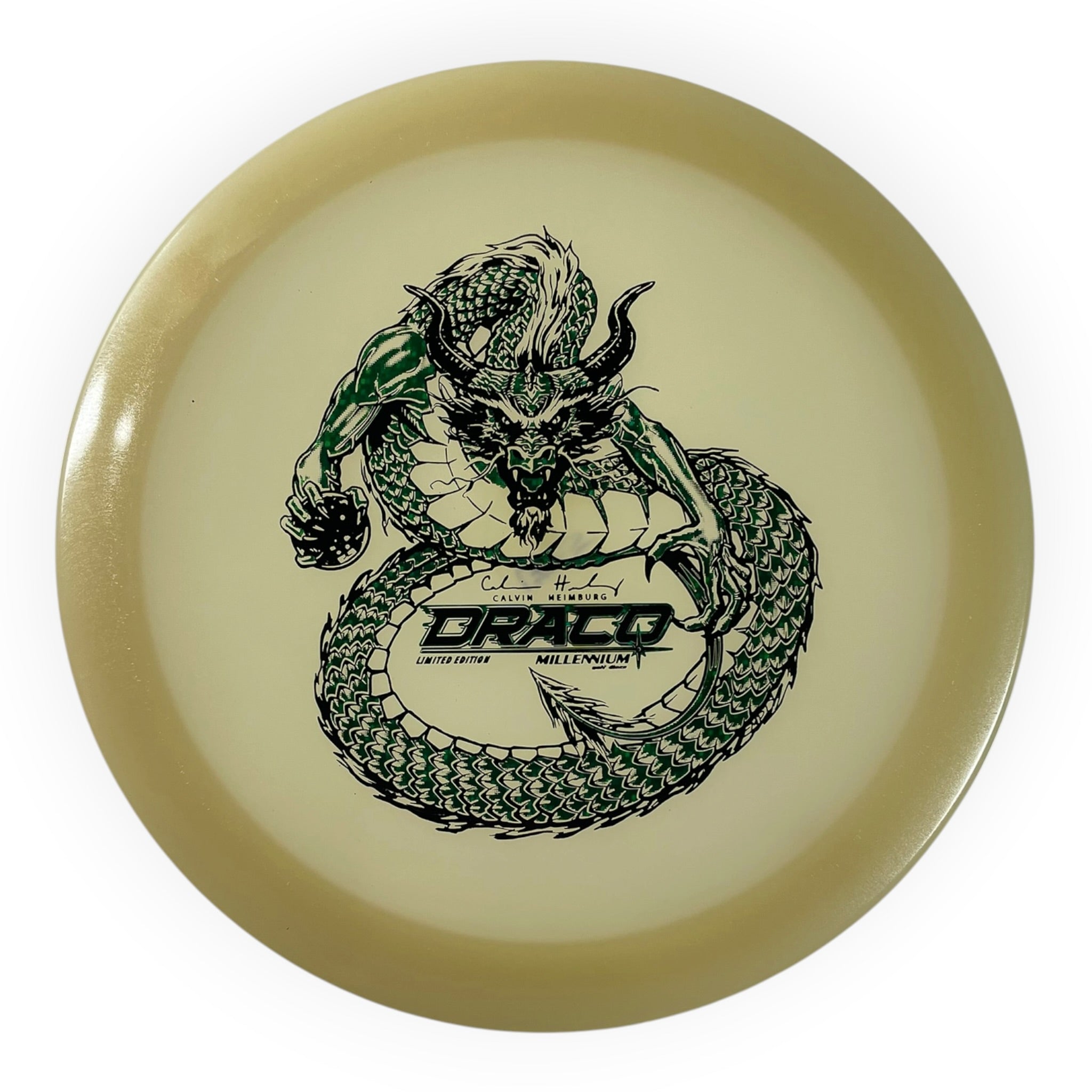 Millennium Golf Discs Draco | Quantum Proto Color Lunar | Glow/Green Sparkle 174g (Calvin Heimburg) Disc Golf