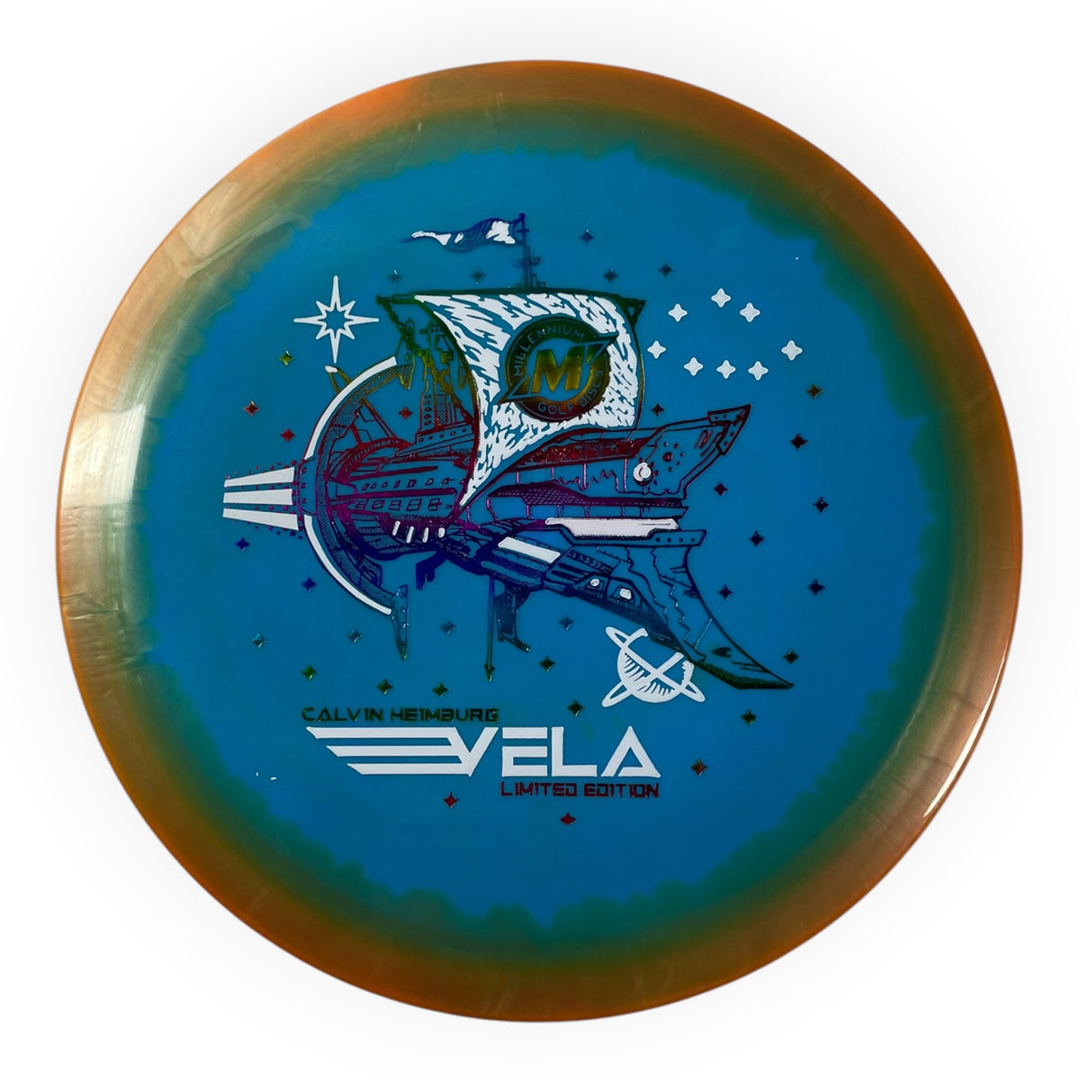 Millennium Golf Discs Vela | Sirius Helio | Blue/Rainbow/White 175g (Calvin Heimburg) Disc Golf