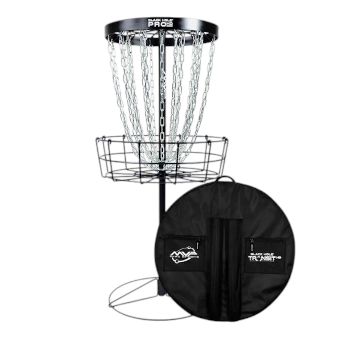 MVP Disc Sports MVP Black Hole Pro HD / with Transit Carrying Bag (Optional) - Portable Disc Golf Basket Disc Golf