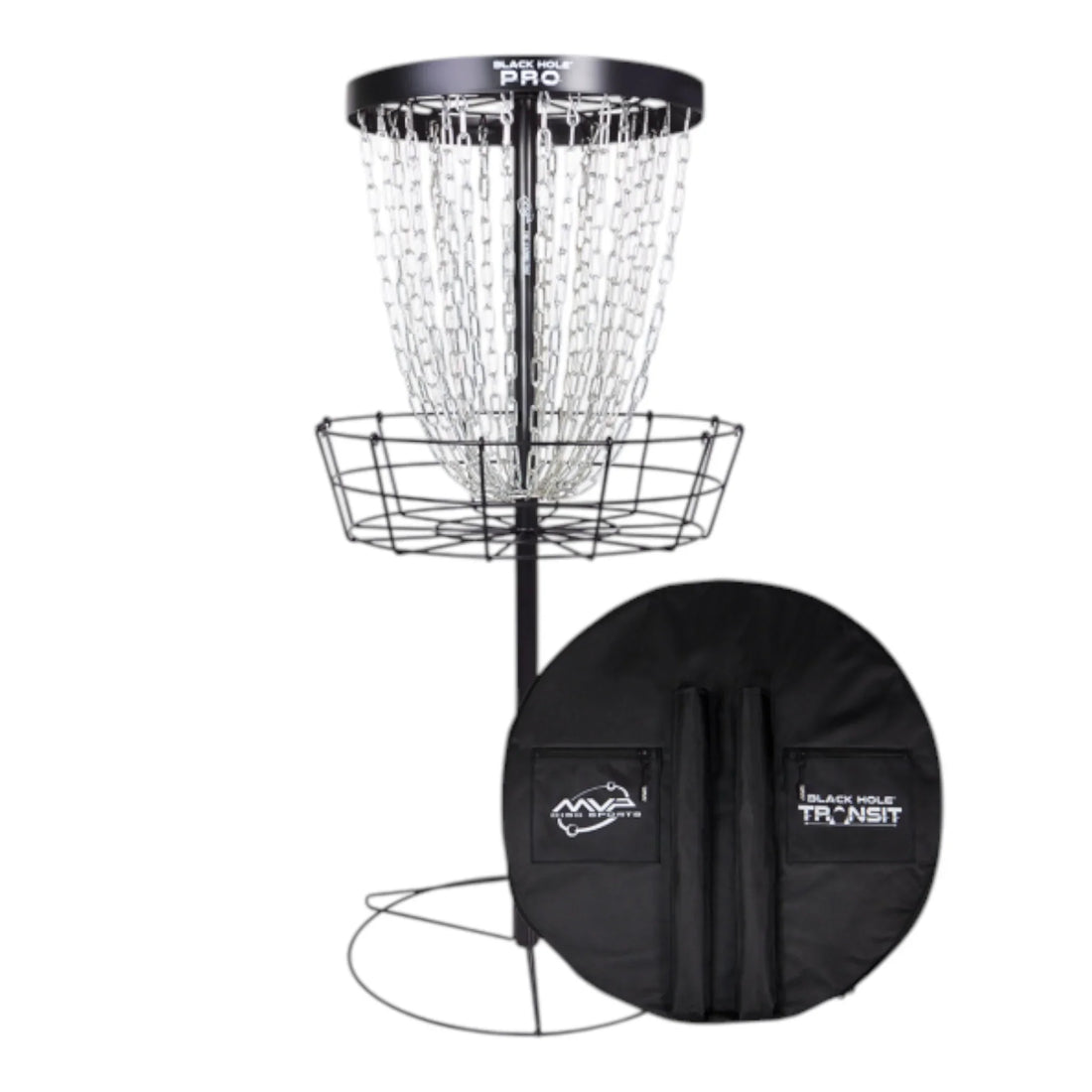 MVP Disc Sports MVP Black Hole Pro / with Transit Carrying Bag (Optional) - Portable Disc Golf Basket Disc Golf