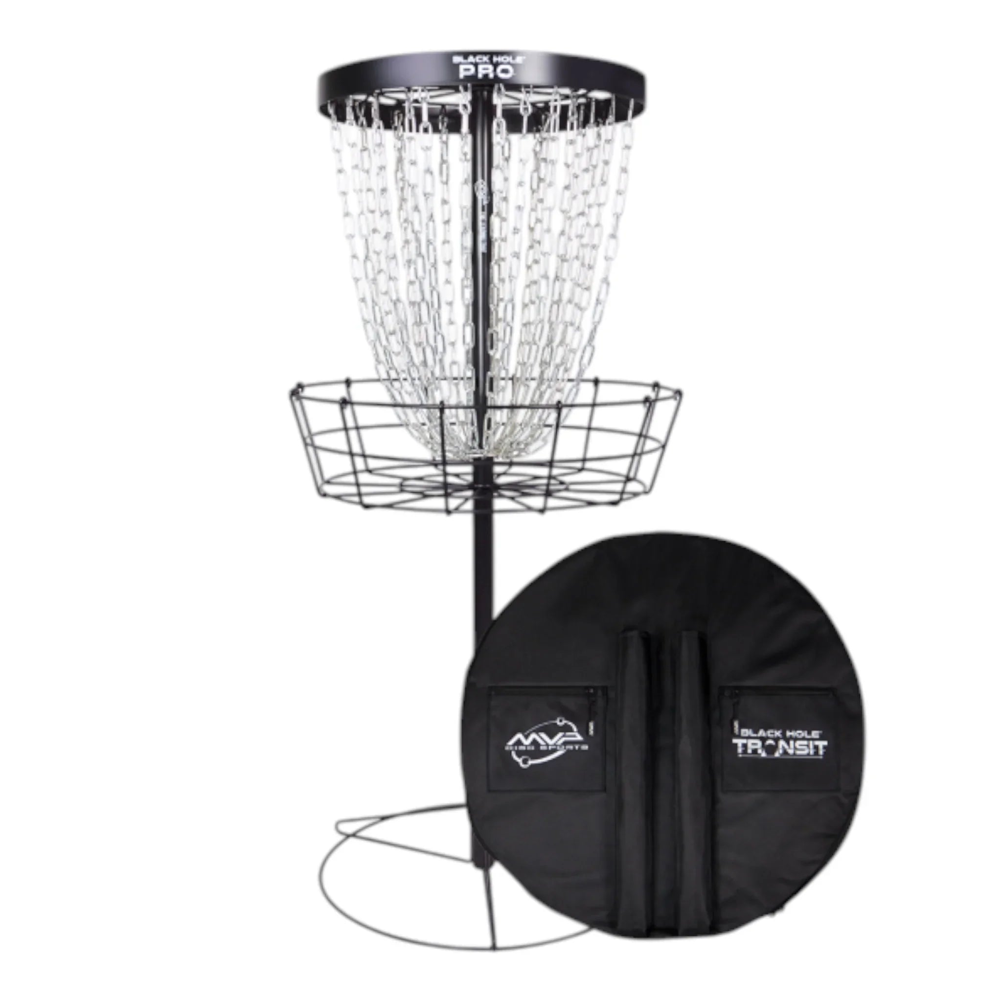 MVP Disc Sports MVP Black Hole Pro / with Transit Carrying Bag (Optional) - Portable Disc Golf Basket Disc Golf