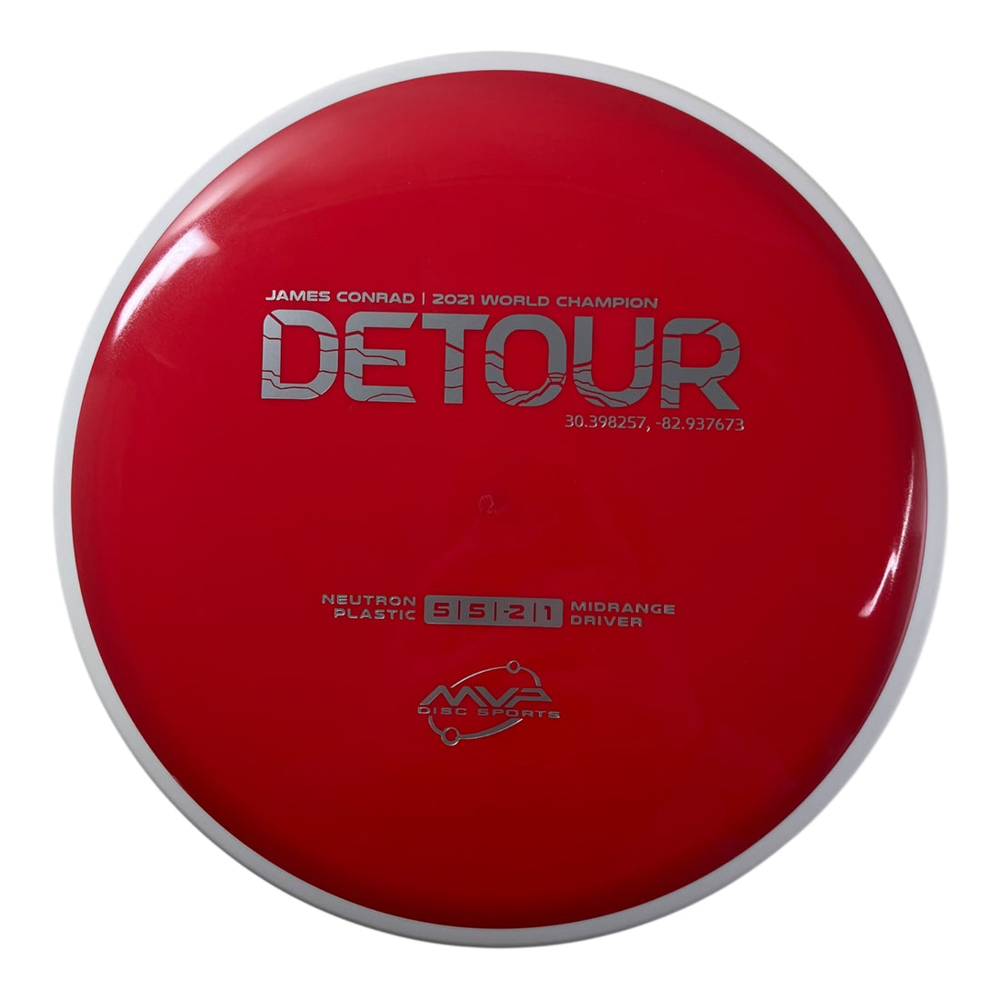 MVP Disc Sports Detour | Neutron | Red/White 168-178g (Project Lab Coat) Disc Golf