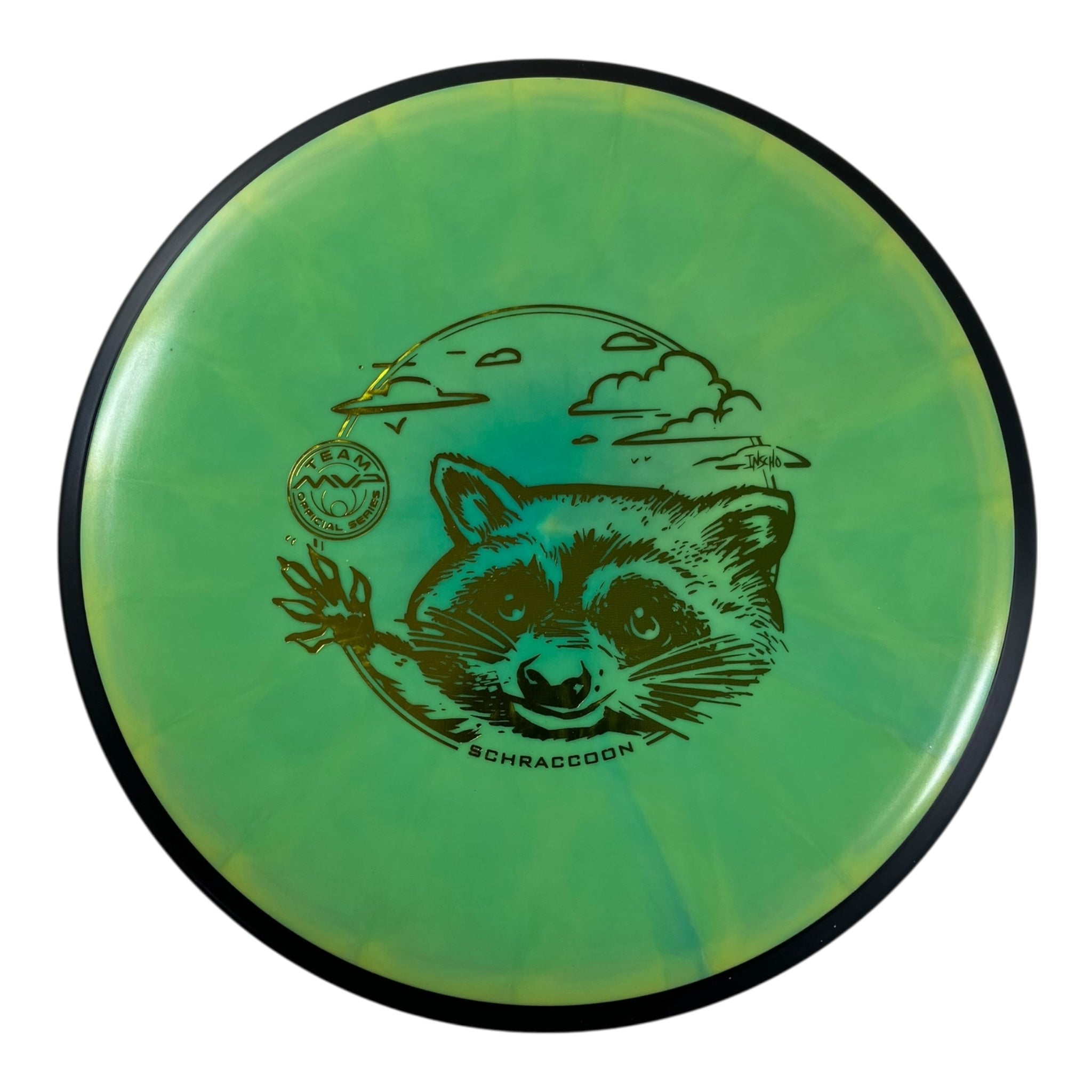 MVP Disc Sports Reactor - Used Like New | Cosmic Neutron | Green/Gold 157g (MVP Team Series Schracoon) Disc Golf
