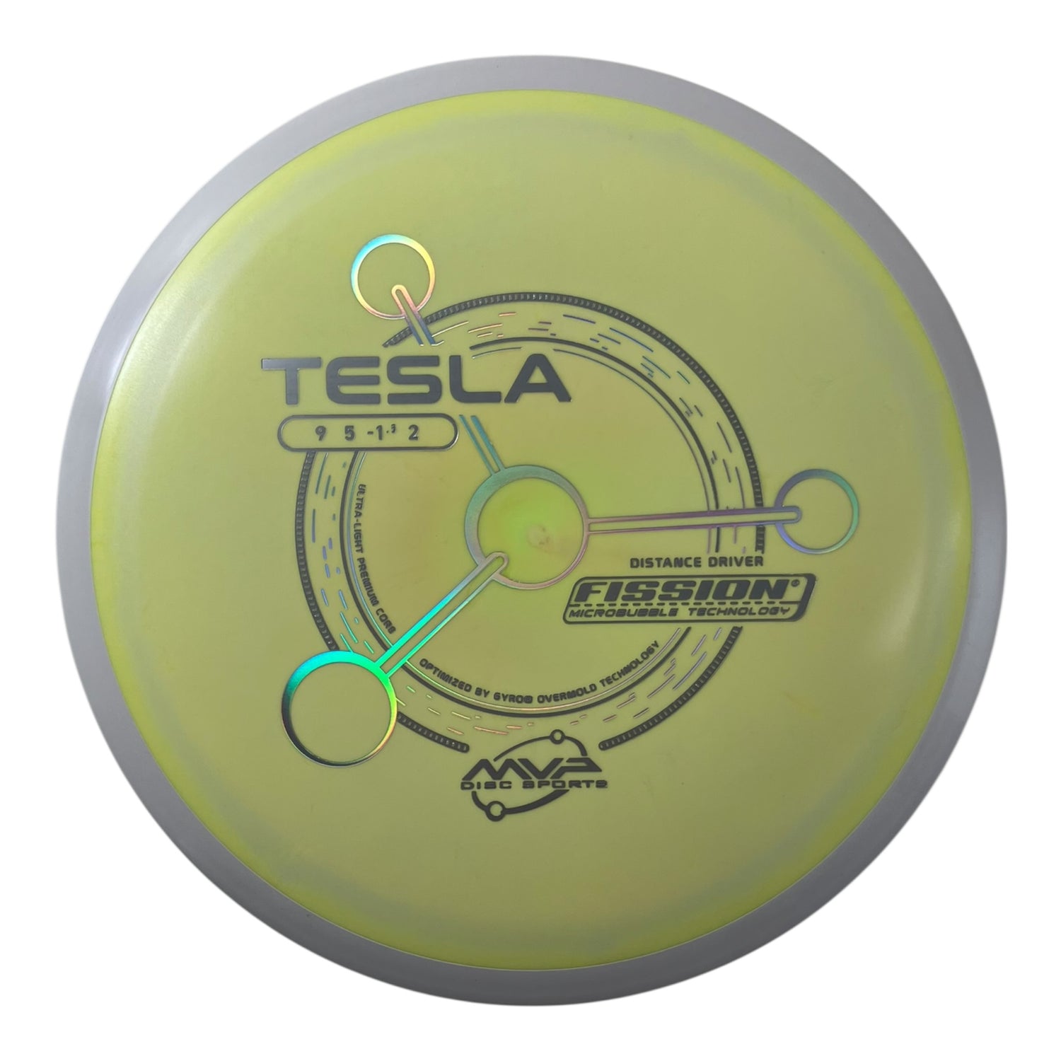 MVP Disc Sports Tesla | Fission | Yellow/White 152-163g (Project Lab Coat) Disc Golf