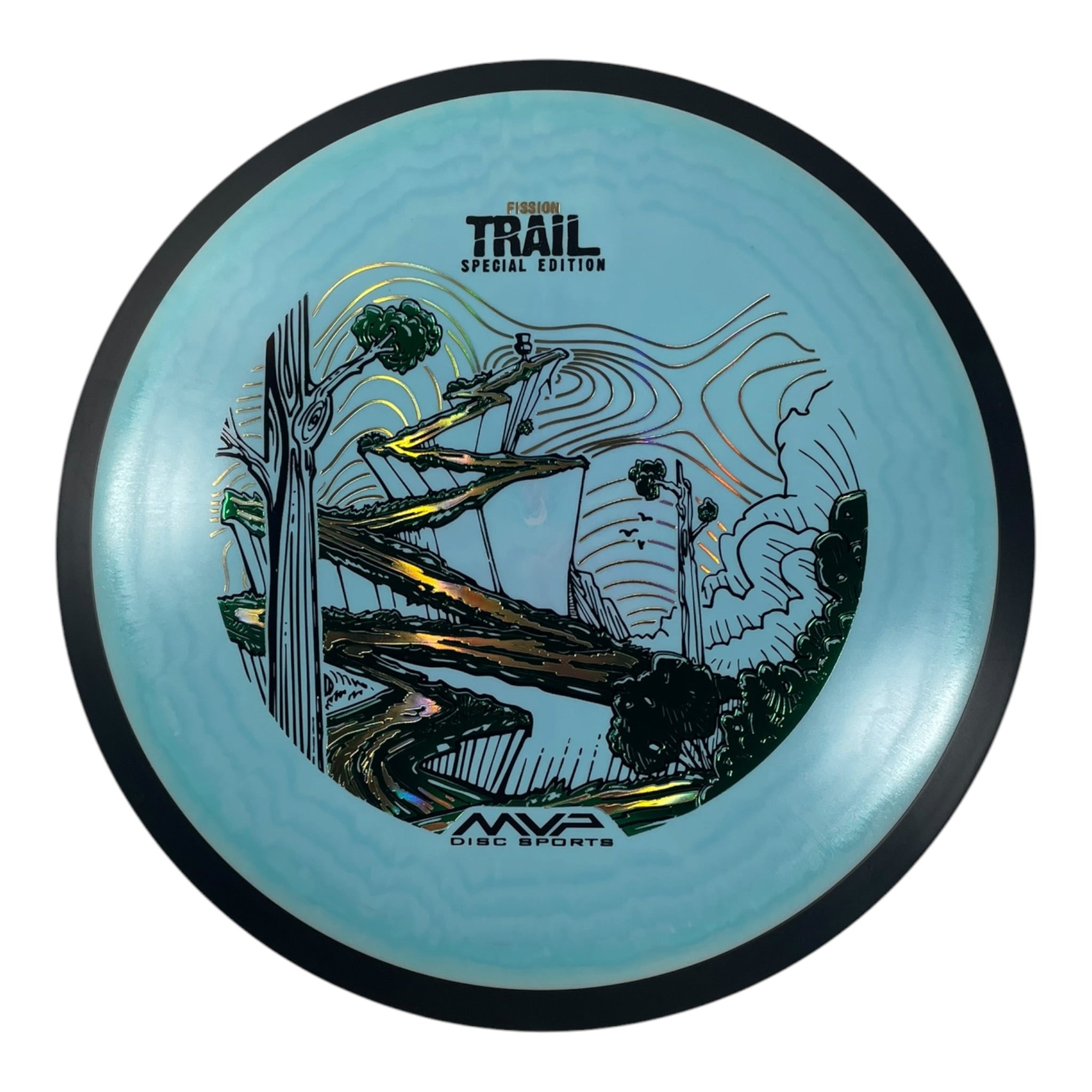 MVP Disc Sports Trail | Fission | Swirly Blue/Gold 163g (Special Edition) Disc Golf