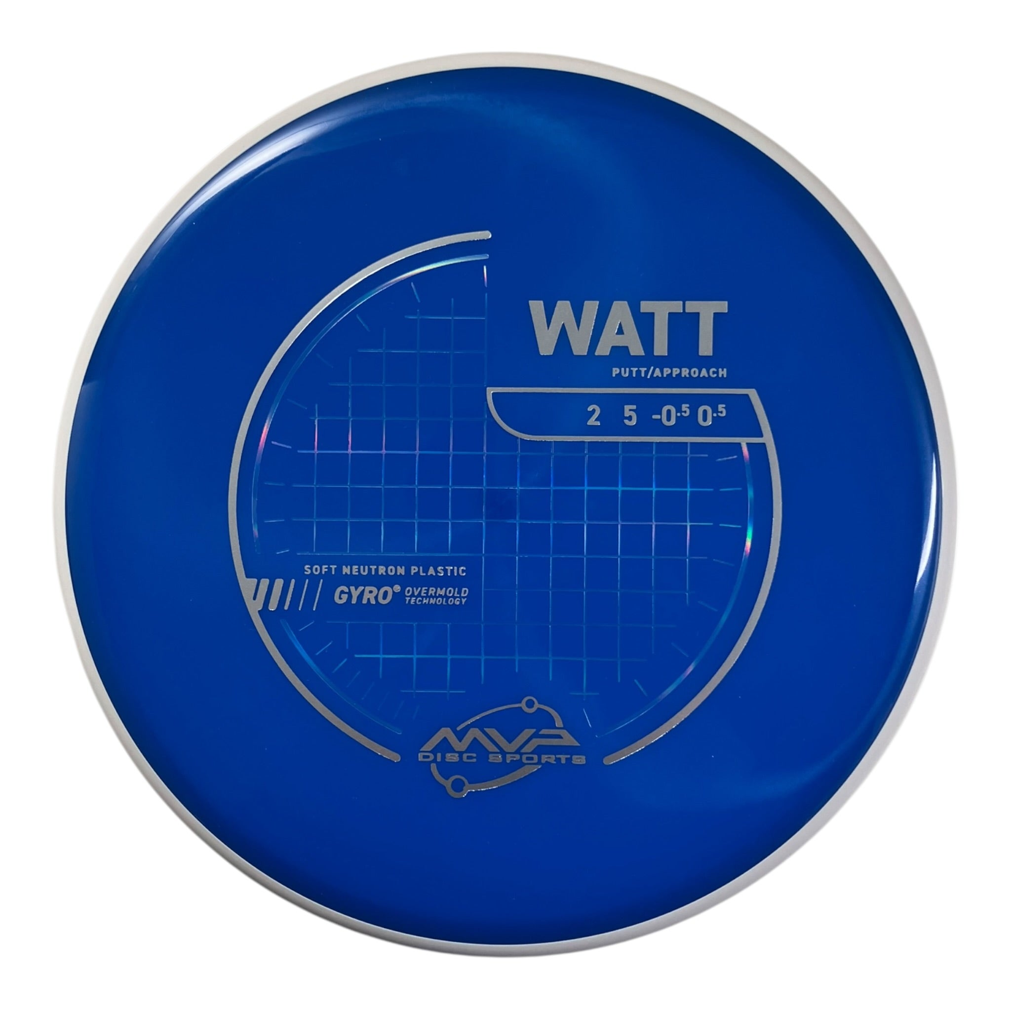 MVP Disc Sports Watt | Neutron Soft | Blue/White 167g (Project Lab Coat) Disc Golf