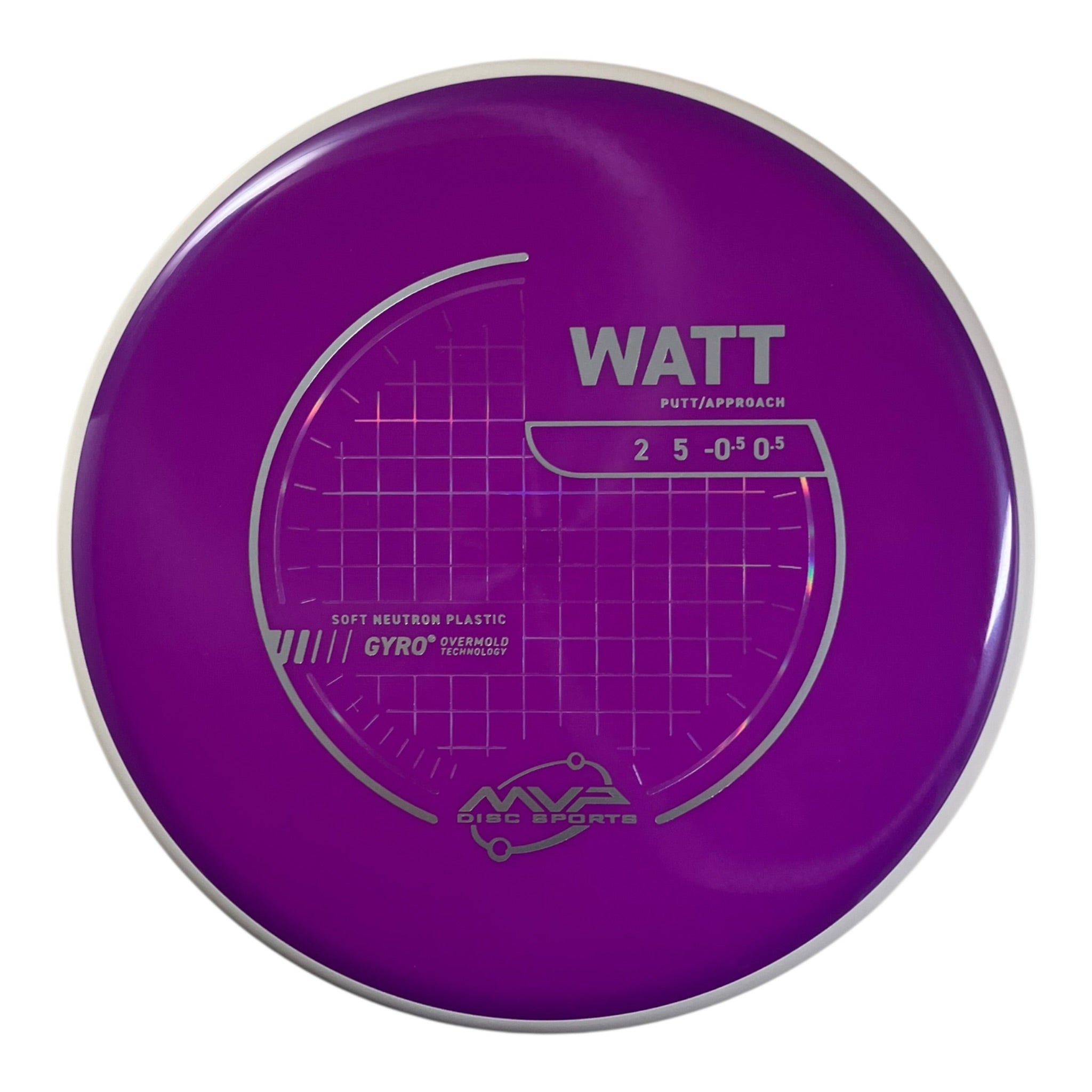 MVP Disc Sports Watt | Neutron Soft | Purple/White 168g (Project Lab Coat) Disc Golf
