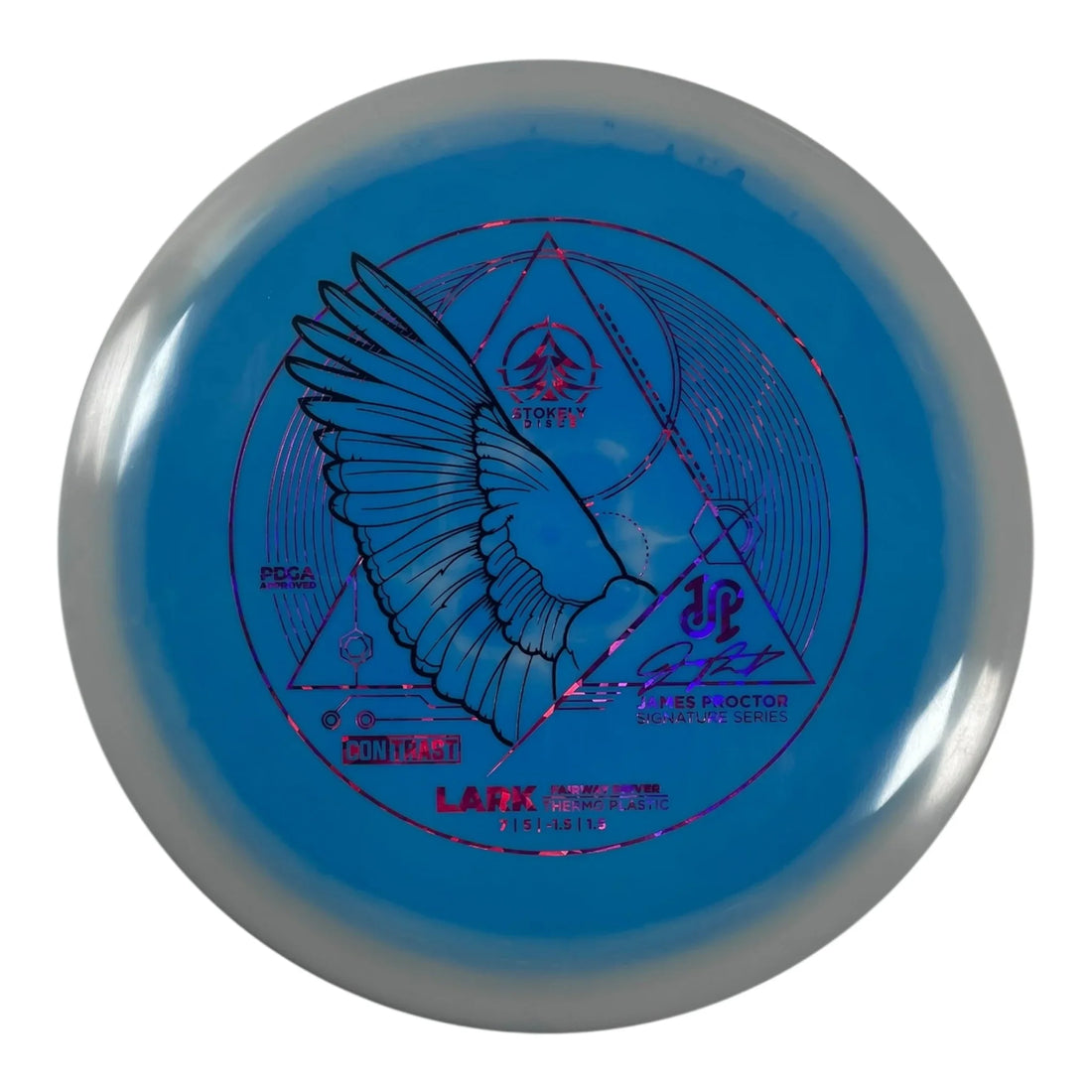 Stokely Discs Lark | Contrast Thermo | Blue/Pink 165g (James Proctor) Disc Golf