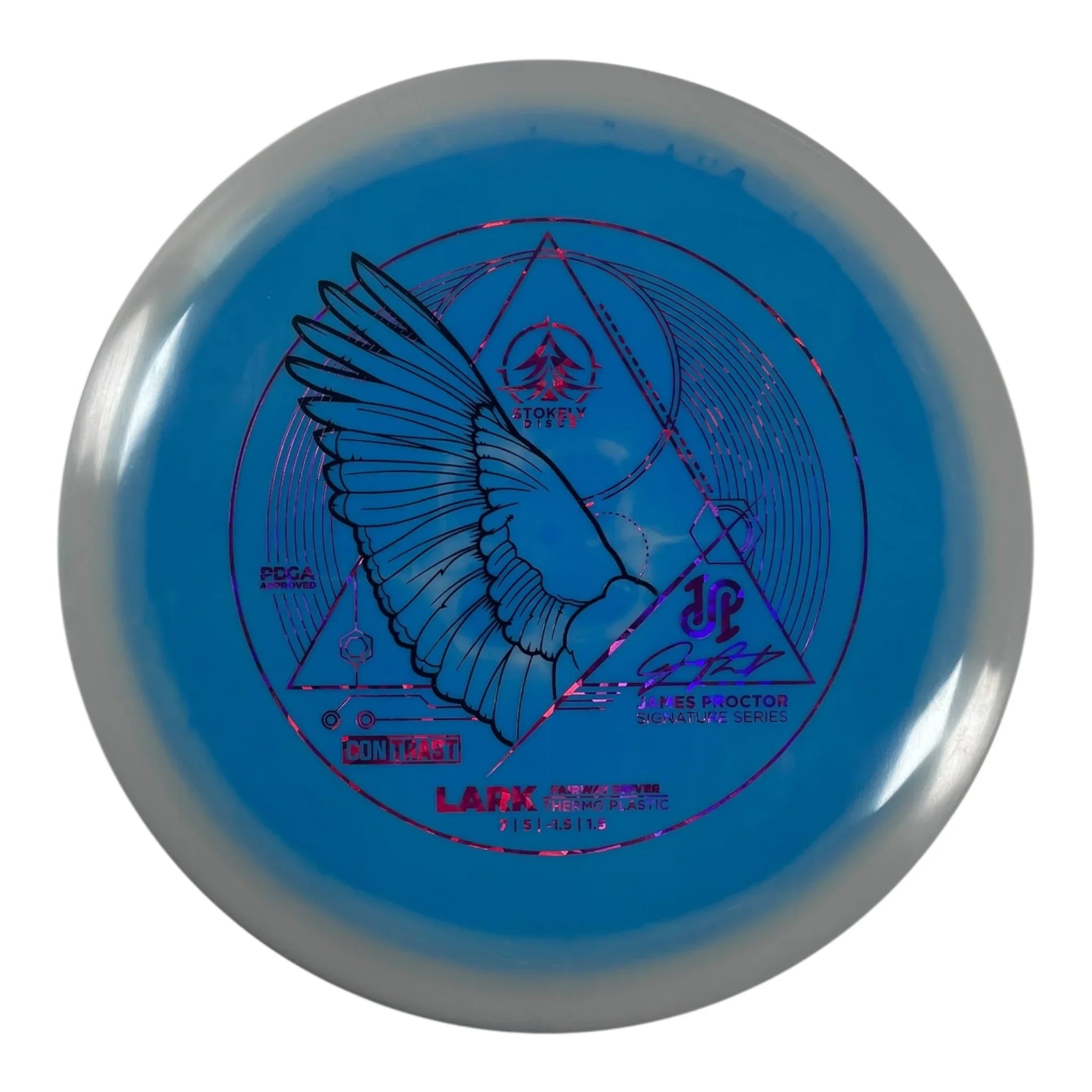 Stokely Discs Lark | Contrast Thermo | Blue/Pink 165g (James Proctor) Disc Golf