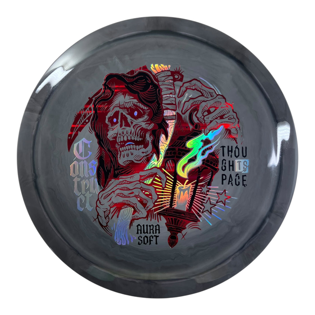 Thought Space Athletics Construct | Aura Soft | Grey/Red/Holo 175g Disc Golf