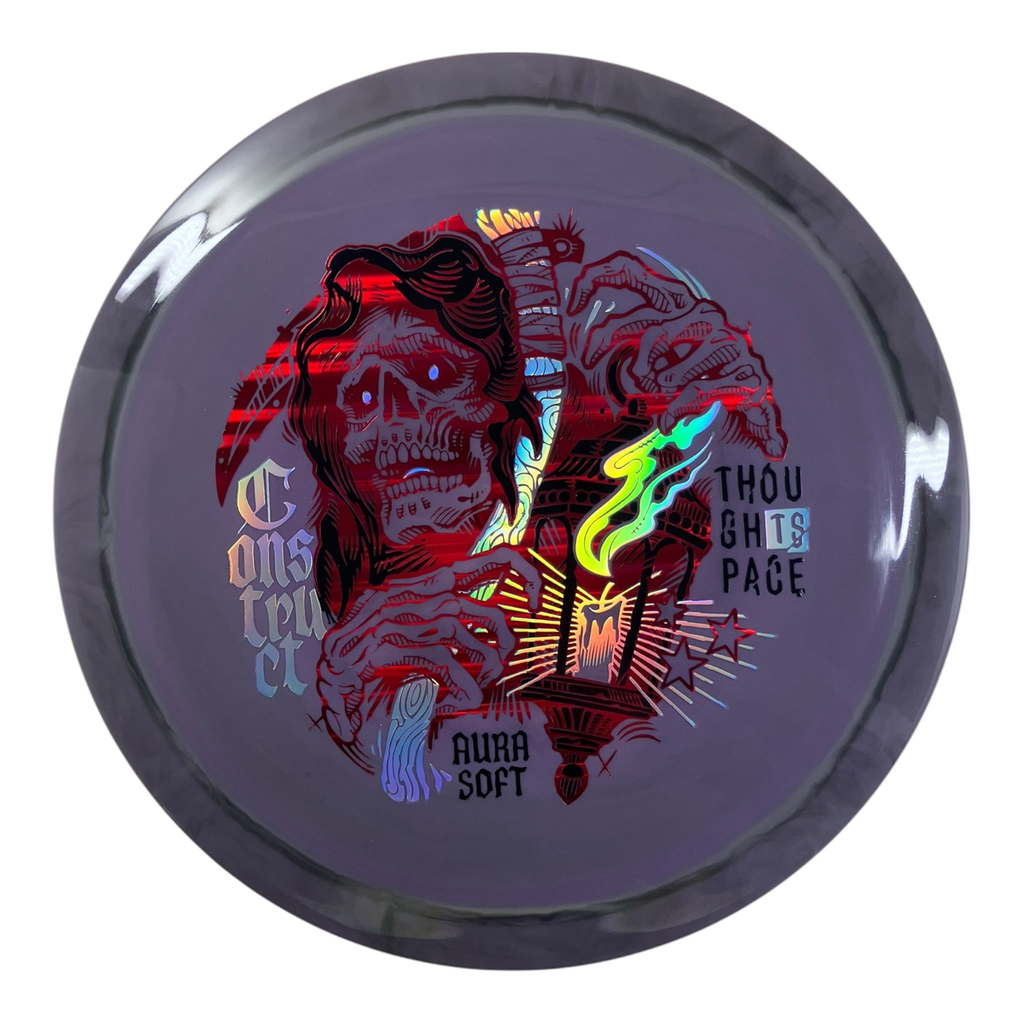 Thought Space Athletics Construct | Aura Soft | Purple/Red/Holo 173g Disc Golf