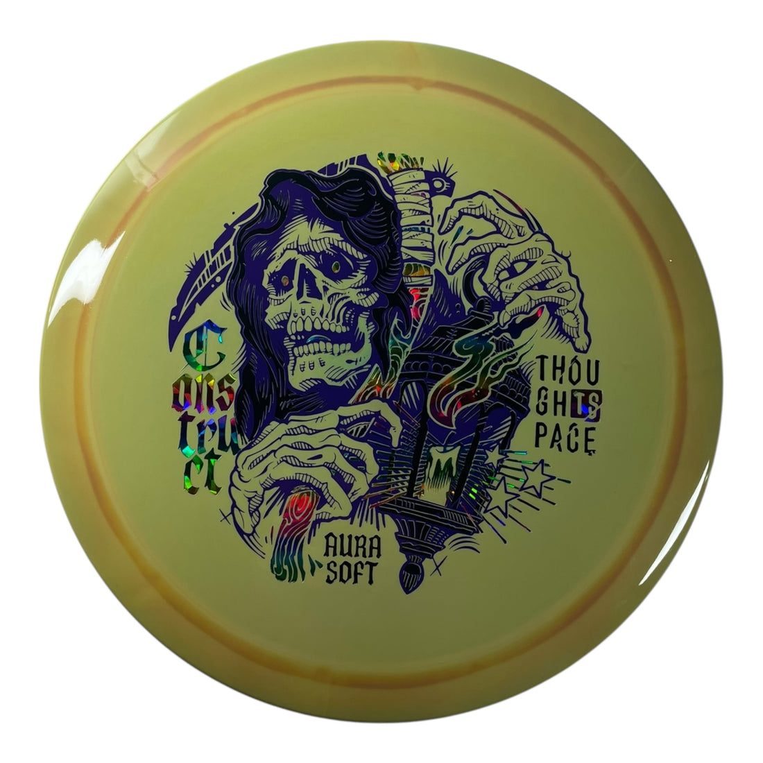 Thought Space Athletics Construct | Aura Soft | Yellow/Purple/Rainbow 174g Disc Golf