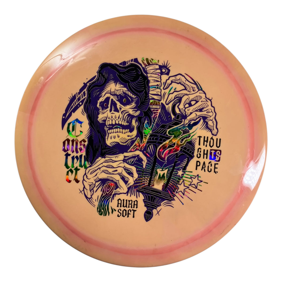 Thought Space Athletics Construct - Used Like New | Aura Soft | Pink/Purple/Rainbow 175g Disc Golf