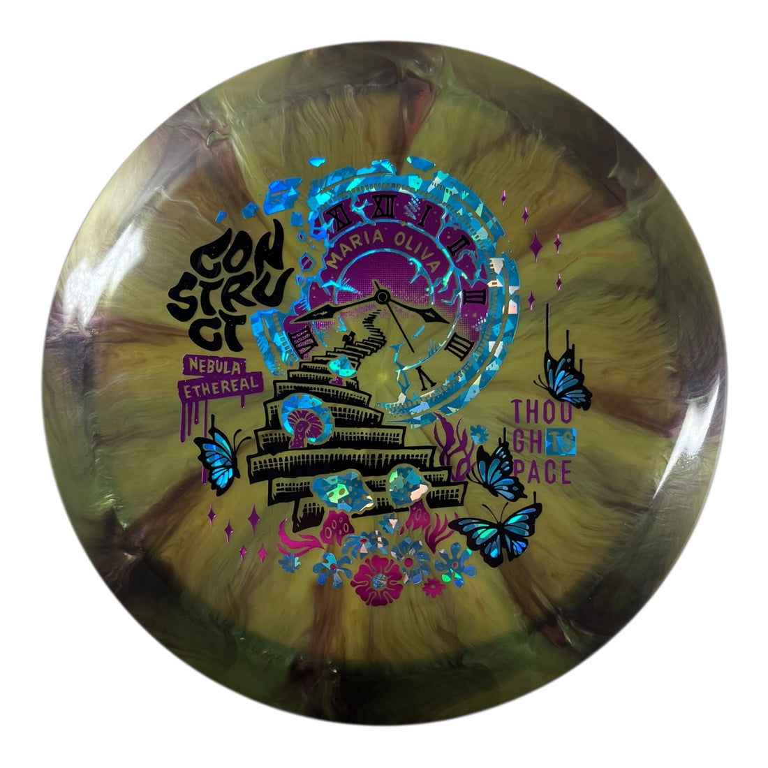 Thought Space Athletics Construct - Used Like New | Nebula Ethereal | Green/Pink 174g (Maria Oliva) Disc Golf