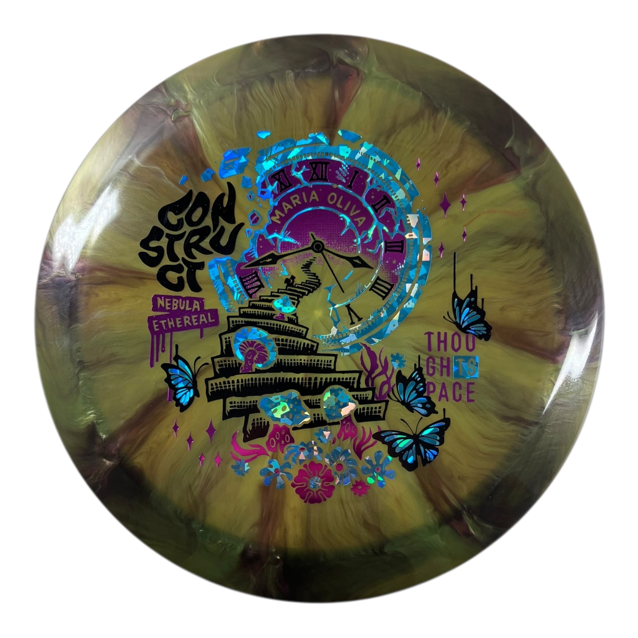 Thought Space Athletics Construct - Used Like New | Nebula Ethereal | Green/Pink 174g (Maria Oliva) Disc Golf