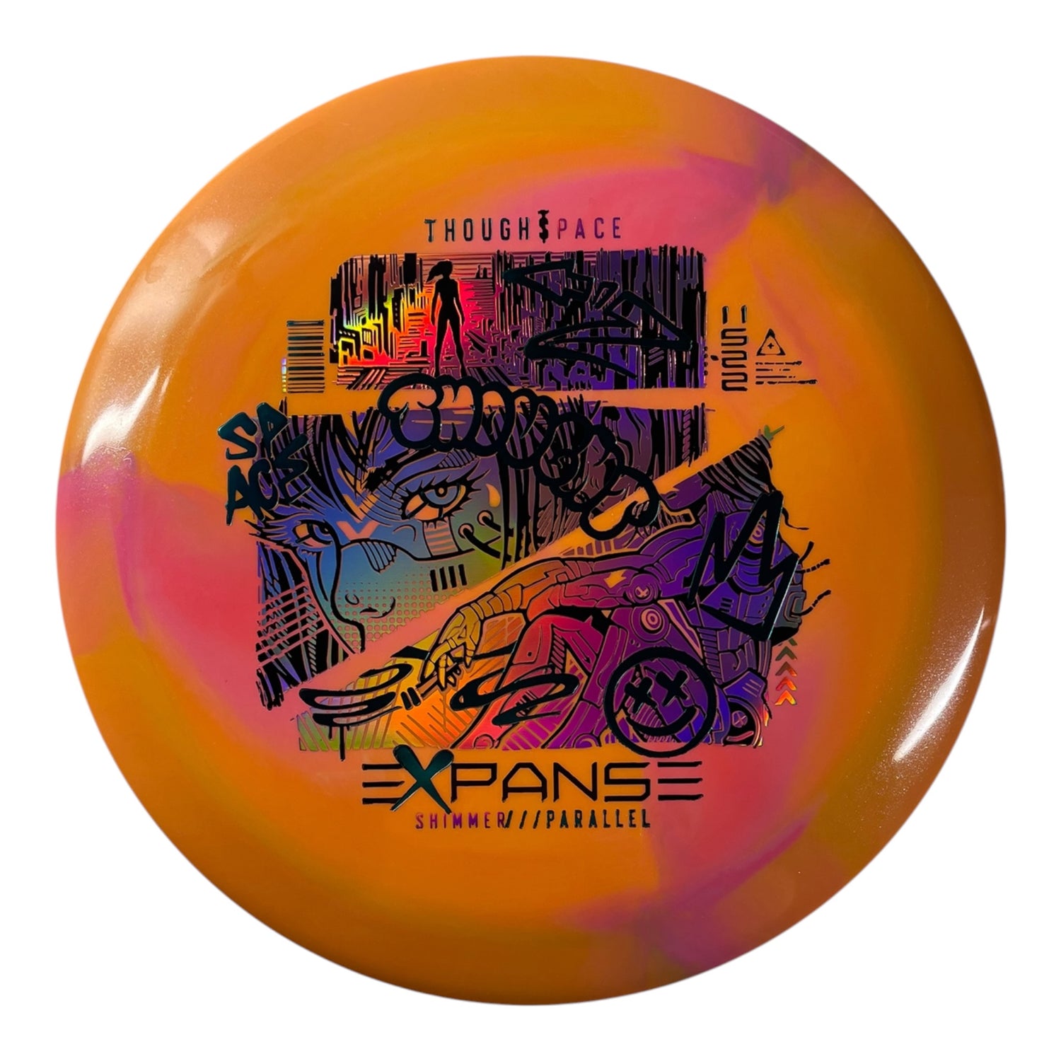 Thought Space Athletics Expanse | Shimmer Parallel | Orange/Pink Holo/Teal 168g Disc Golf