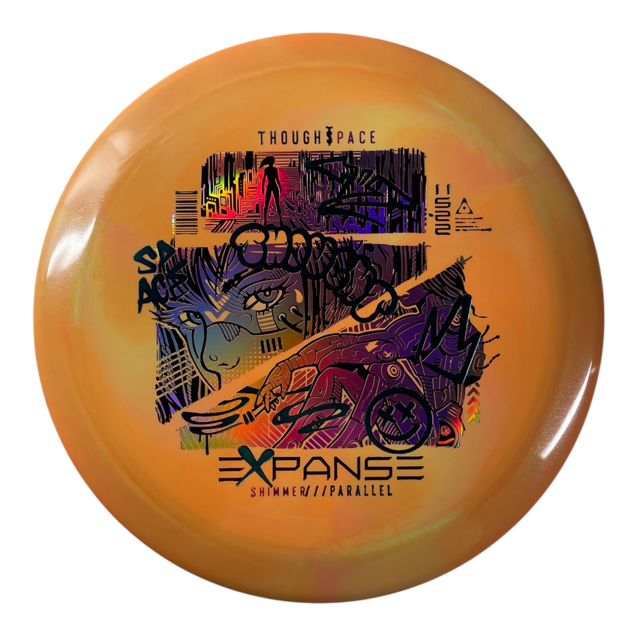 Thought Space Athletics Expanse | Shimmer Parallel | Yellow/Pink Holo/Teal 168g Disc Golf