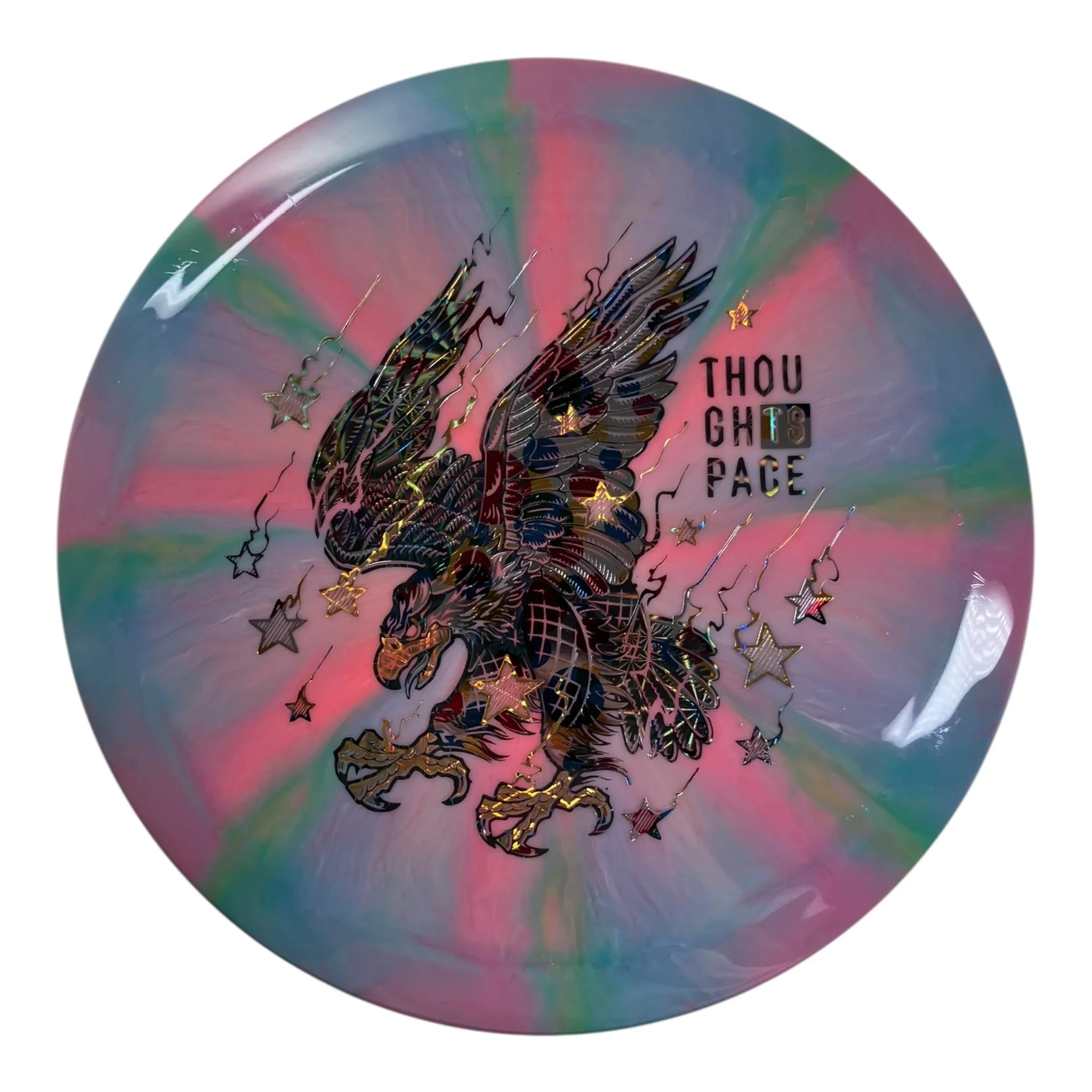 Thought Space Athletics Omen | Nebula Aura | Green/Wonderbread/Pink 175g (Freedom Chicken) Disc Golf