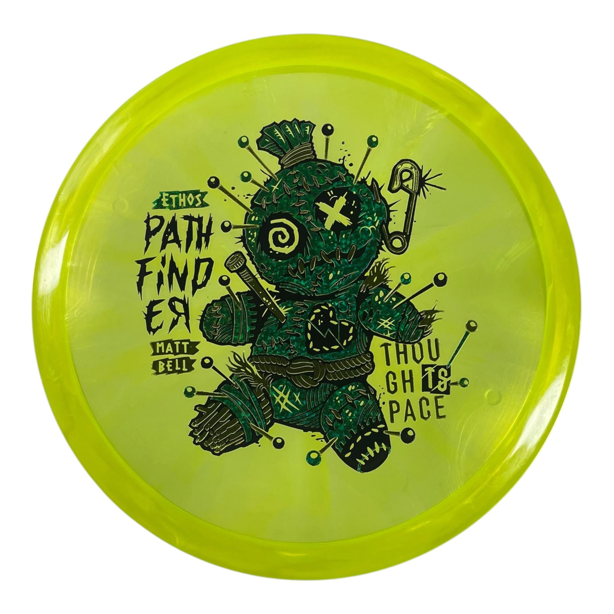 Thought Space Athletics Pathfinder | Experimental Ethos | Yellow/Green Holo 174g (Matt Bell) Disc Golf
