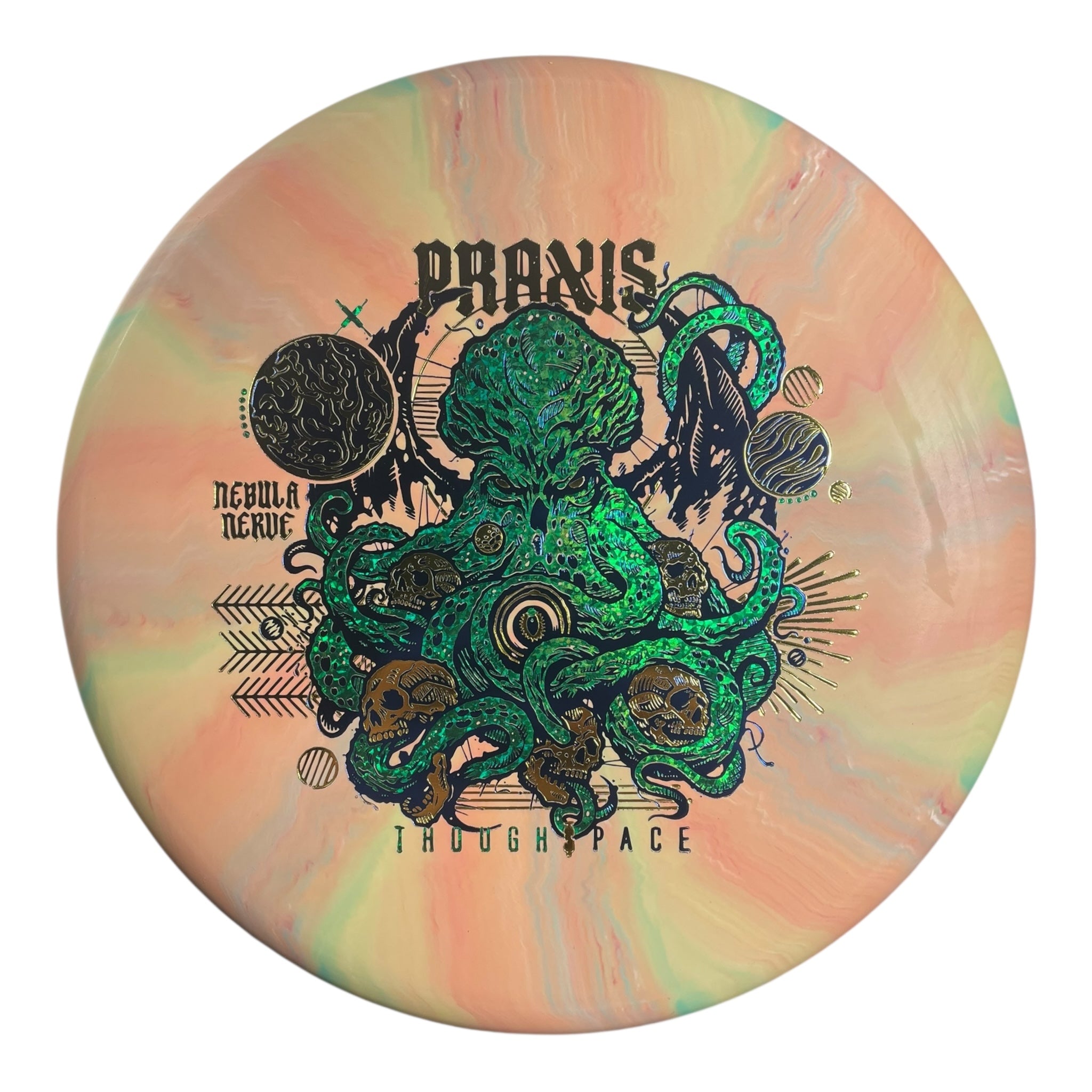 Thought Space Athletics Praxis | Nebula Nerve | Orange/Green/Gold 171g Disc Golf