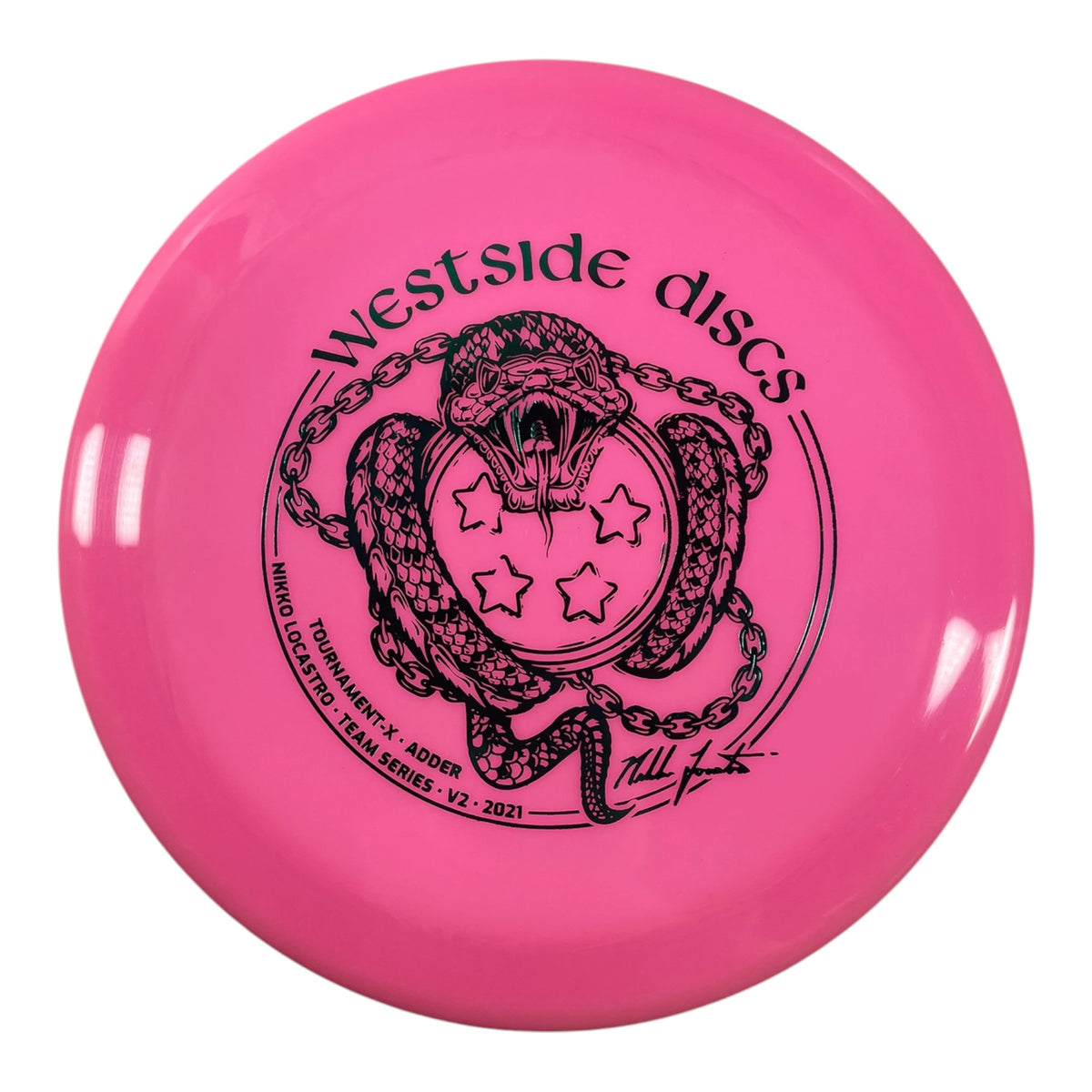 Westside Discs Adder | Tournament-X | Pink/Green 171g (Nikko Locastro) Disc Golf