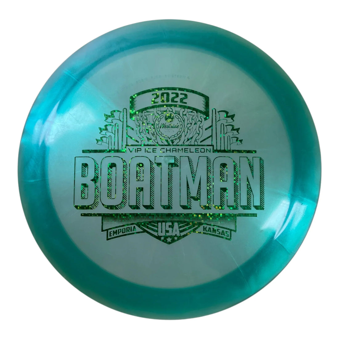 Westside Discs Boatman | VIP Ice Chameleon | Blue/Green 173g (2022 Emporia) Disc Golf