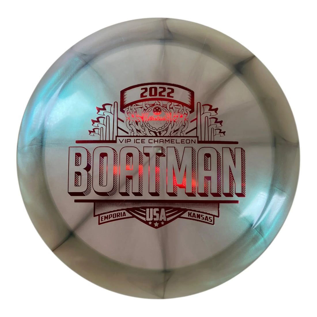 Westside Discs Boatman | VIP Ice Chameleon | Clear/Red 172g (2022 Emporia) Disc Golf