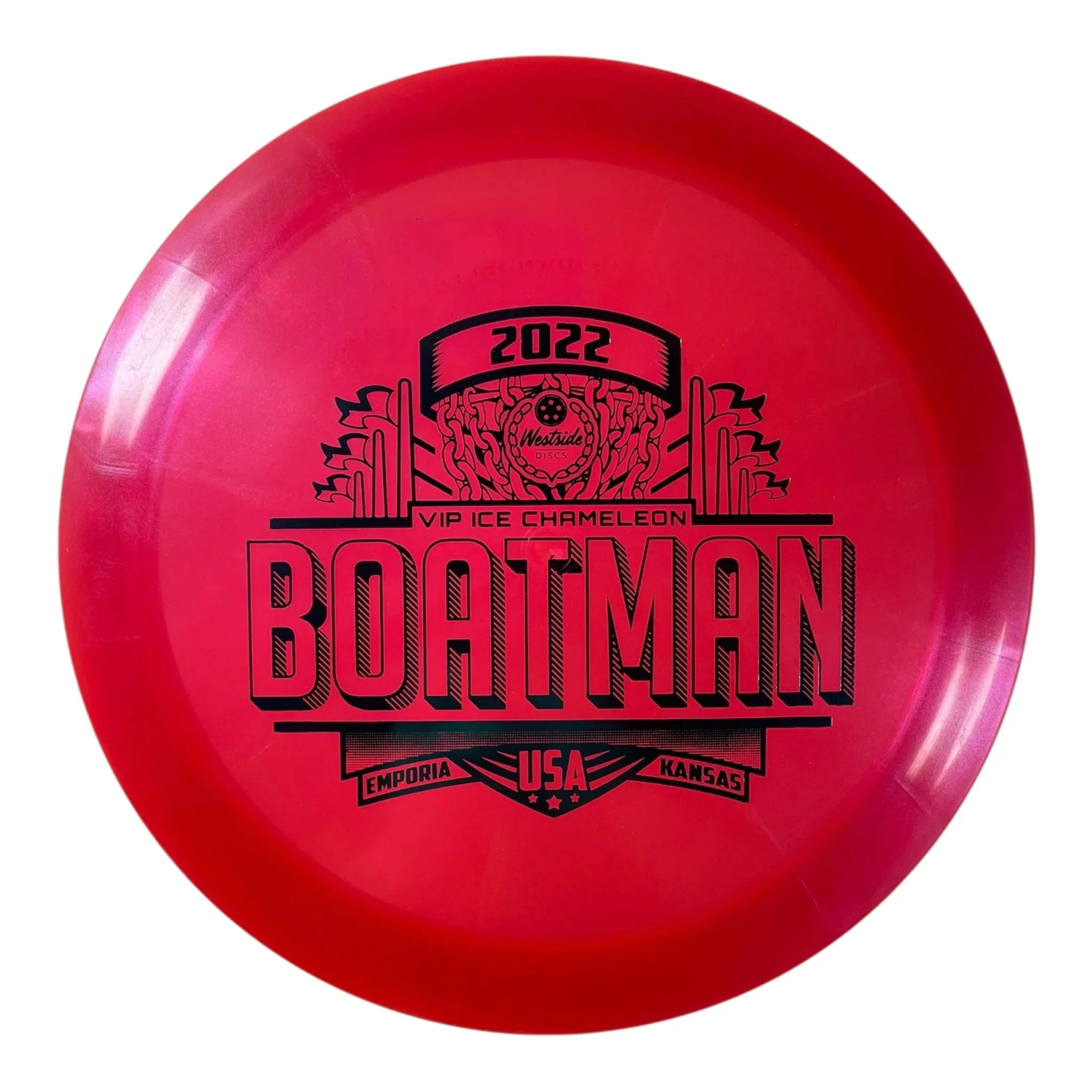 Westside Discs Boatman | VIP Ice Chameleon | Red/Blue 173g (2022 Emporia) Disc Golf