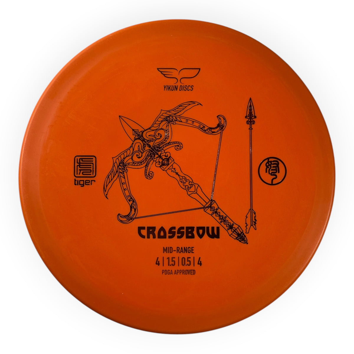 Yikun Discs Crossbow | Tiger | Orange/Bronze 170-172g Disc Golf