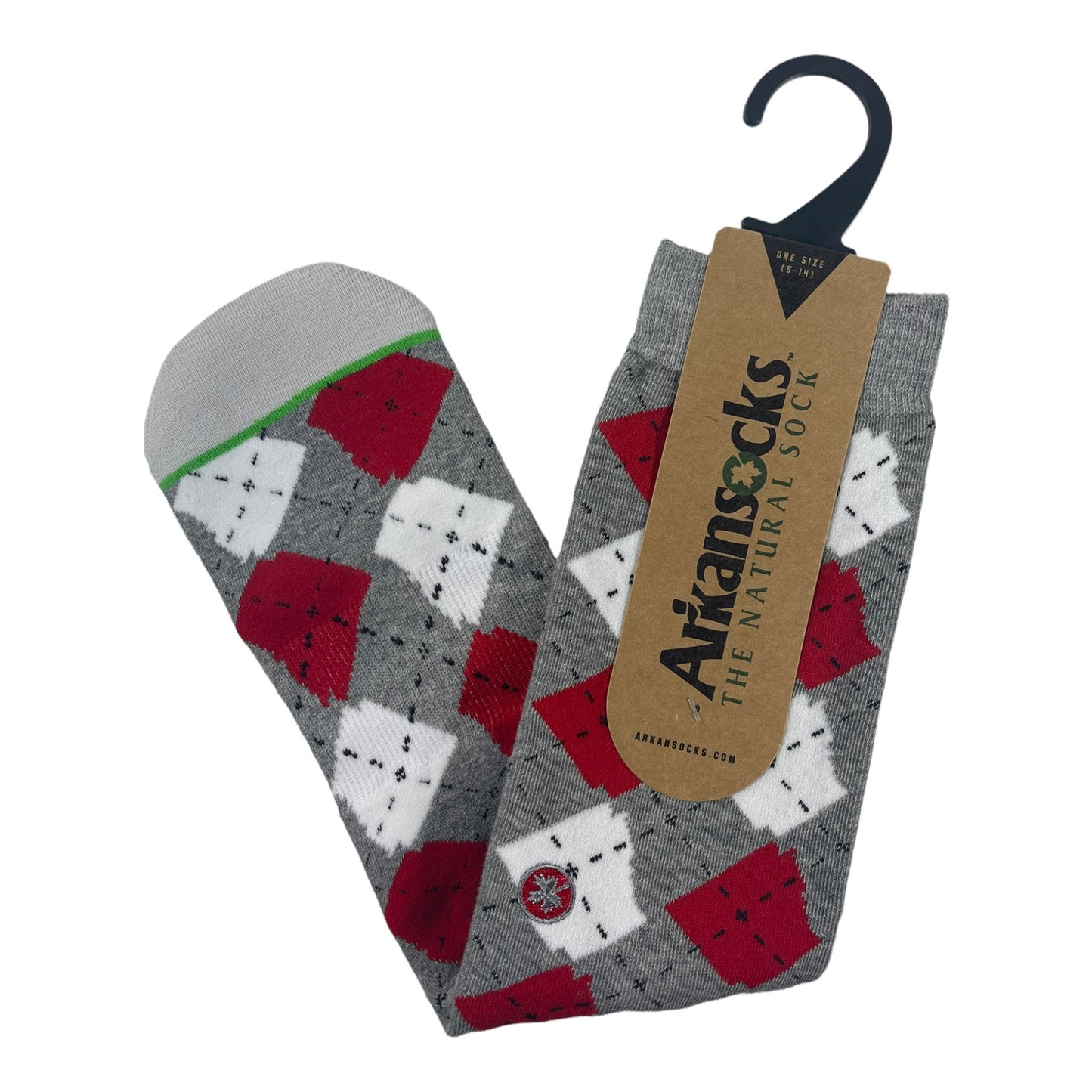 Arkansocks ARgyle State Of Mind Sock | Charcoal Heather/Team Red Disc Golf