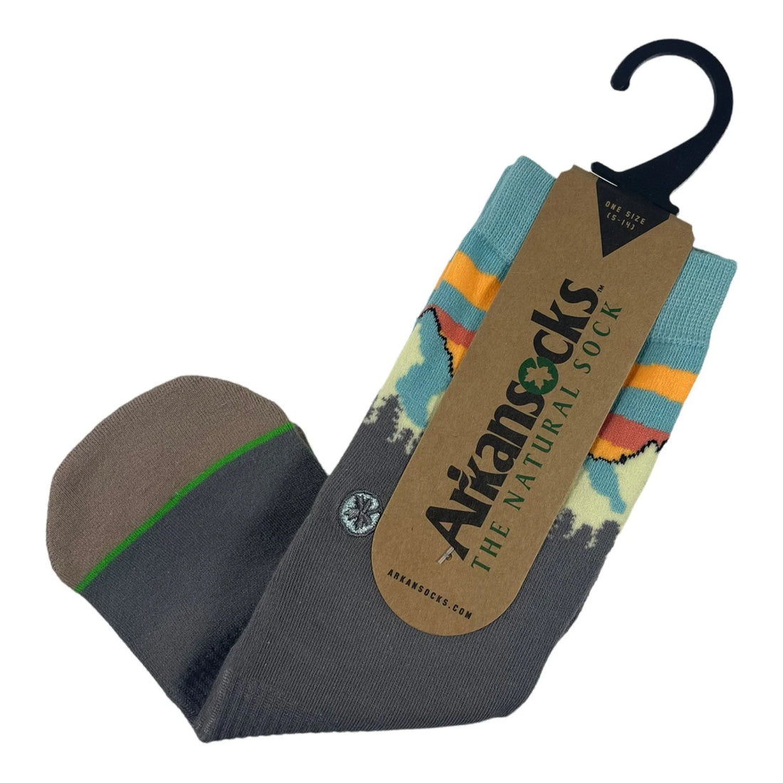 Arkansocks Arkansocks Pinnacle View Mid Sock (Island Green/Orange Peel - Thunder Grey) Disc Golf