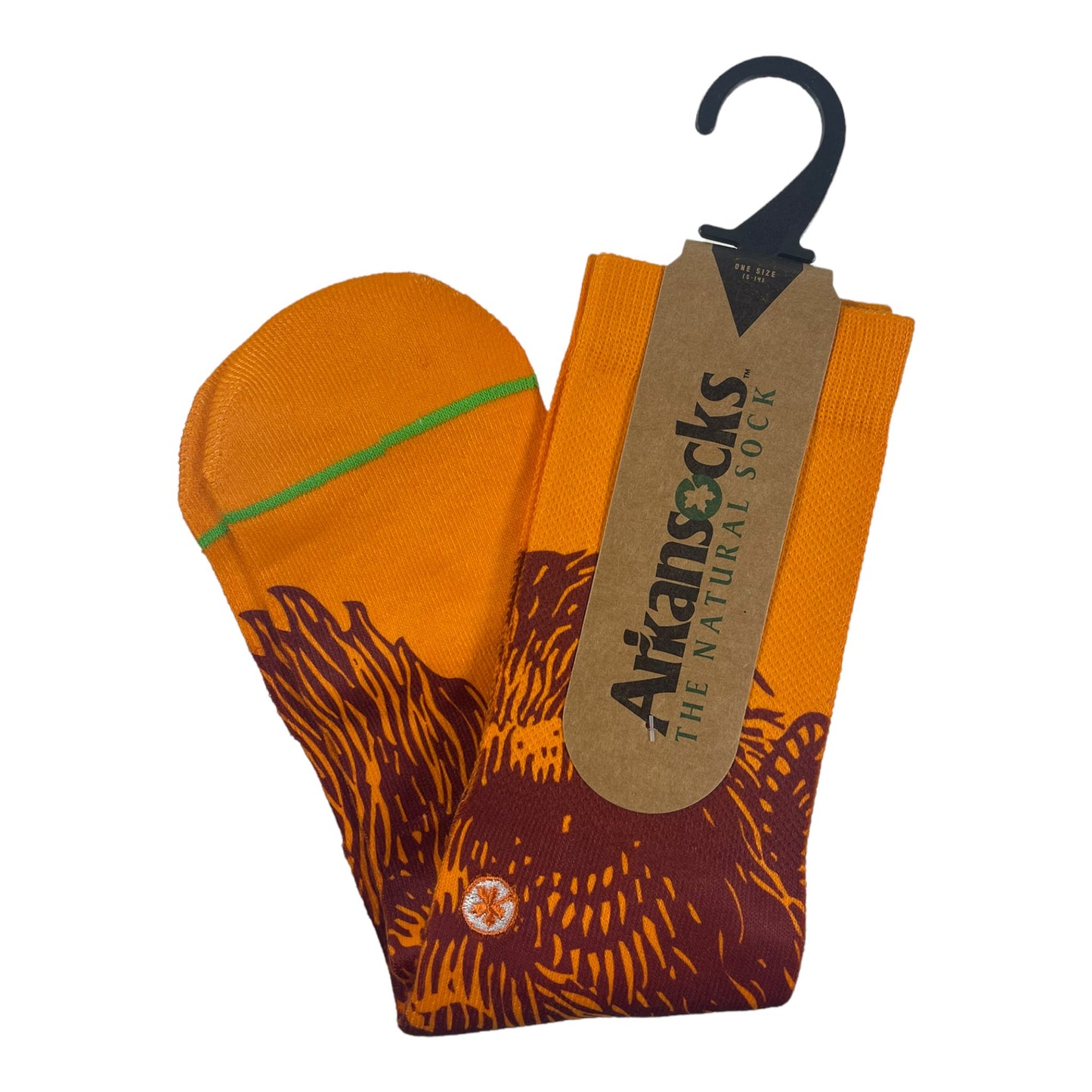 Arkansocks Mug Shot Sock | Orange Blaze/Red Disc Golf