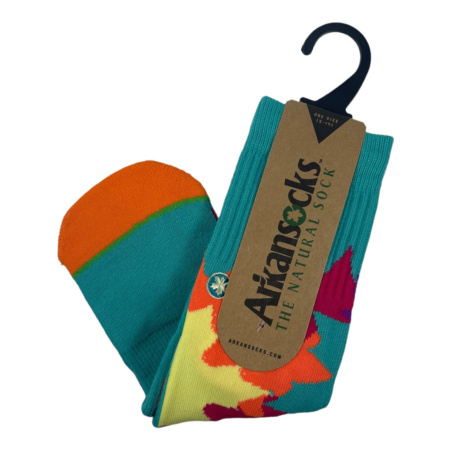 Arkansocks Outbloom Mid Sock | Rio Teal/Citrus-Violet Disc Golf