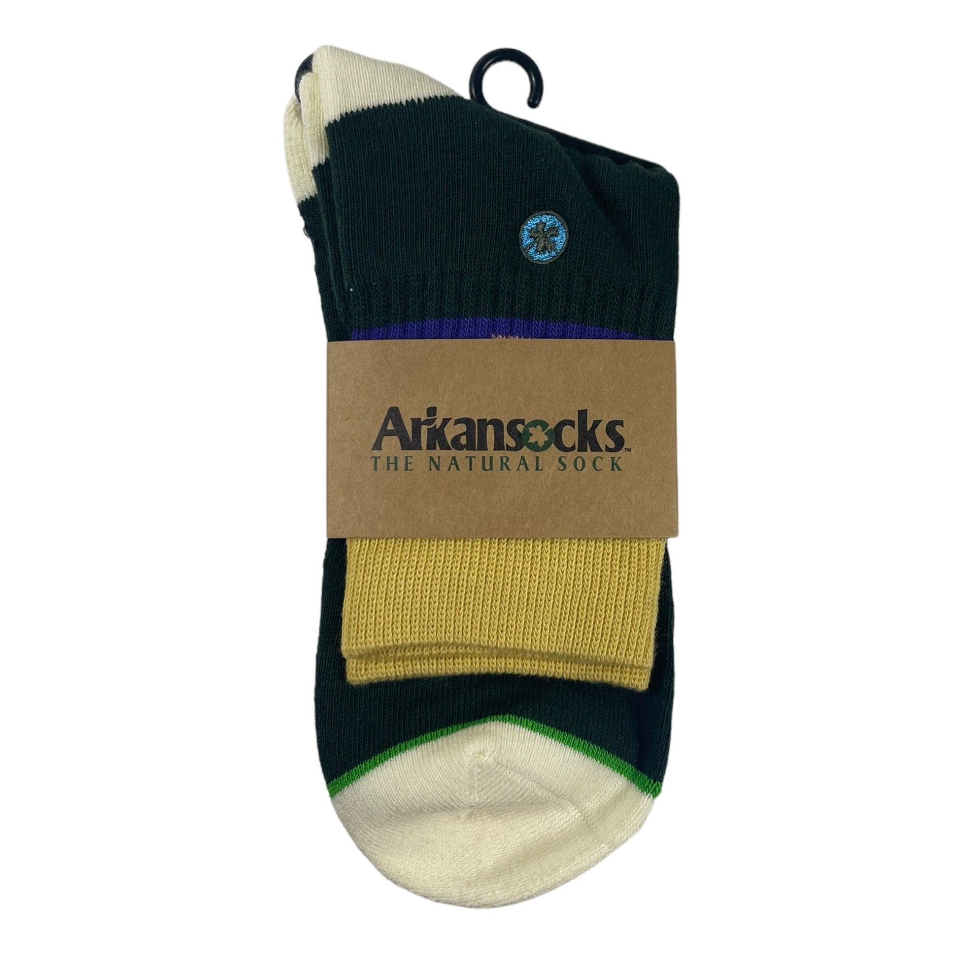 Arkansocks Tailgater Mid Sock | Gorge Green/Lemon-Light Blue Disc Golf